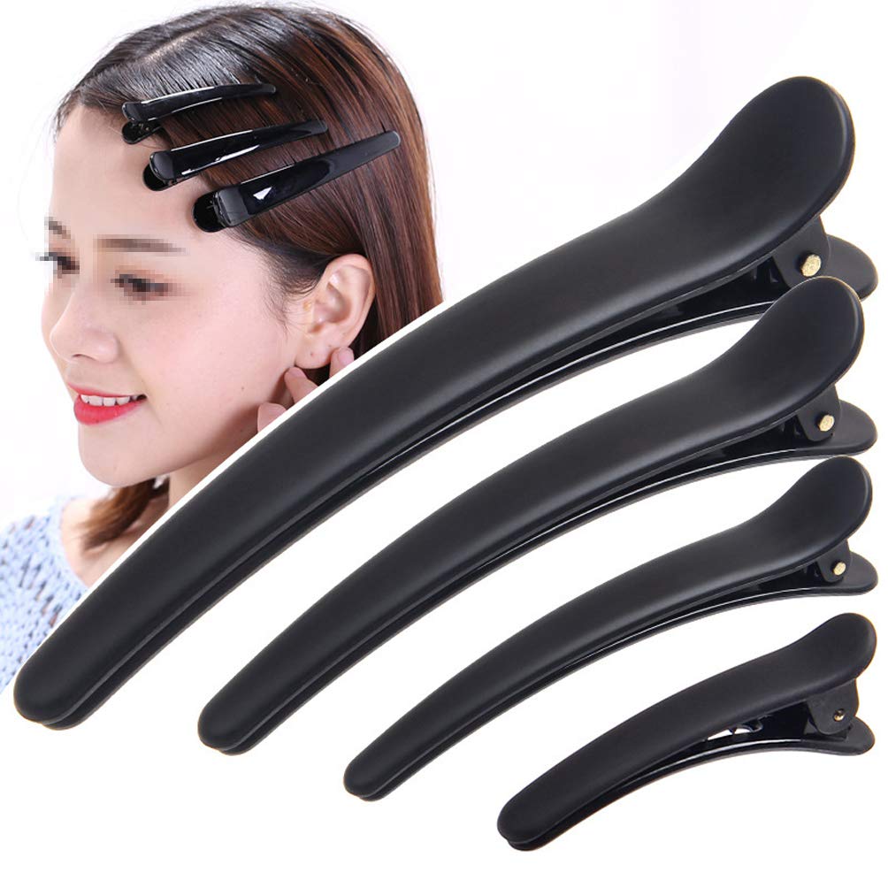 12 Pcs Matt Black Alligator Hair Clips - Professional Salon Hair Styling Clamps for Sectioning & Styling (Medium Size) - Perfect for Hairdressers, DIY Hairstyles & Home Use