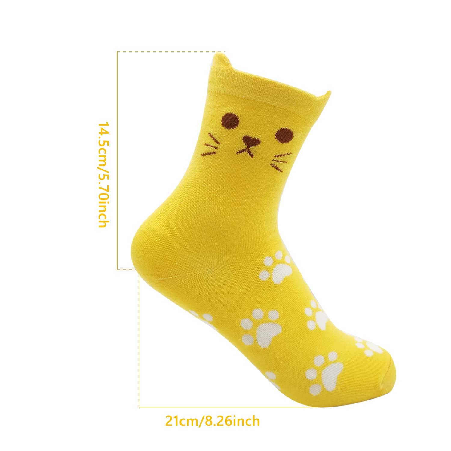 ALLY-MAGIC Women's Cotton Animal Funny Socks - Cute Yellow Cat Print Thermal Warm Socks for Women & Girls | Perfect Gift Idea for Christmas, Birthday & Daily Wear | Cozy Home, Office & Casual Outfit Essential