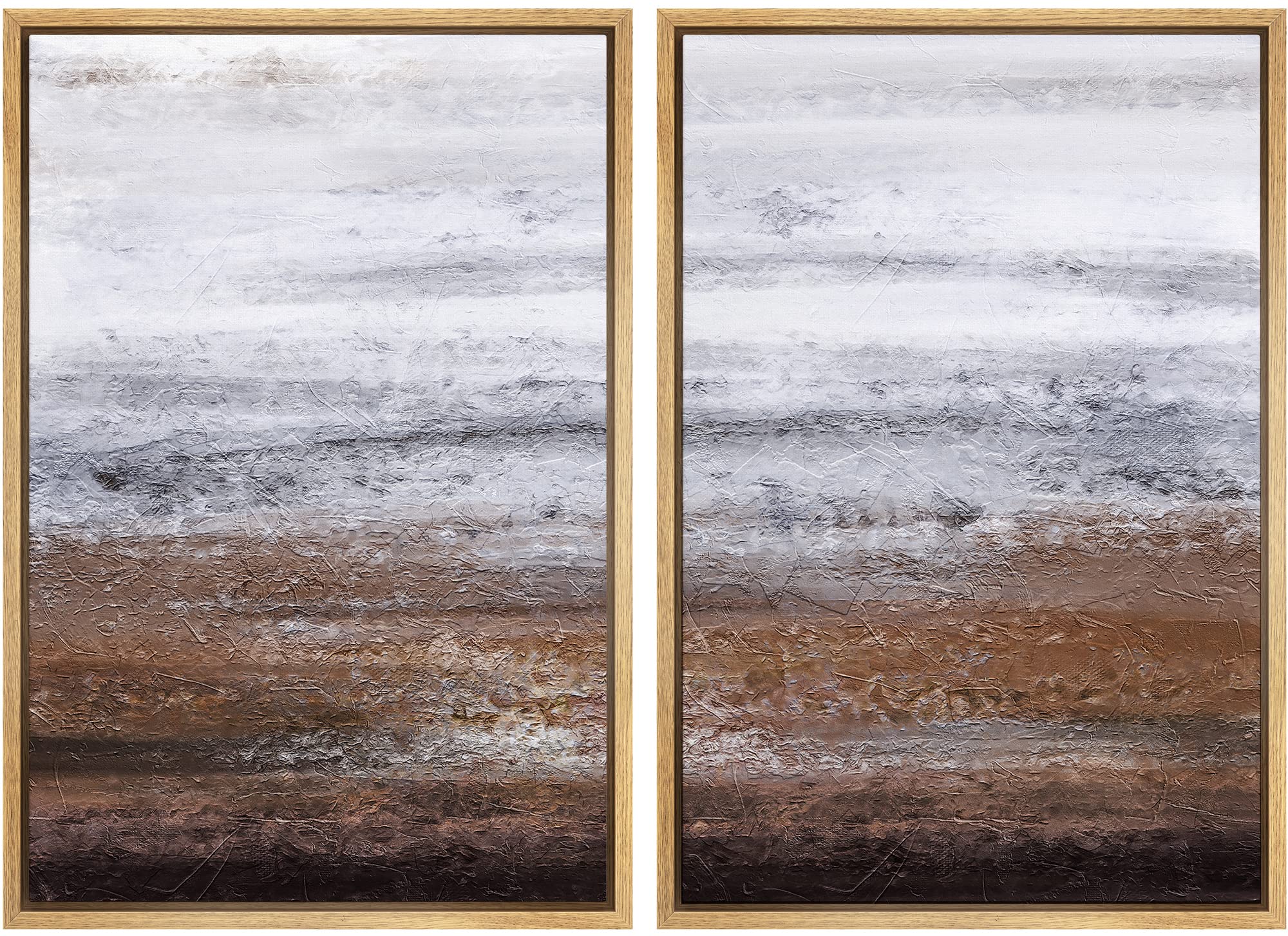 Abstract Framed Canvas Wall Art Set - Modern Pastel Paint Strokes & Geometric Shapes for Living Room, Bedroom, Office Decor - 16x24 Inch Natural Wood Frame | Perfect for Contemporary Home & Workspace Interior Design