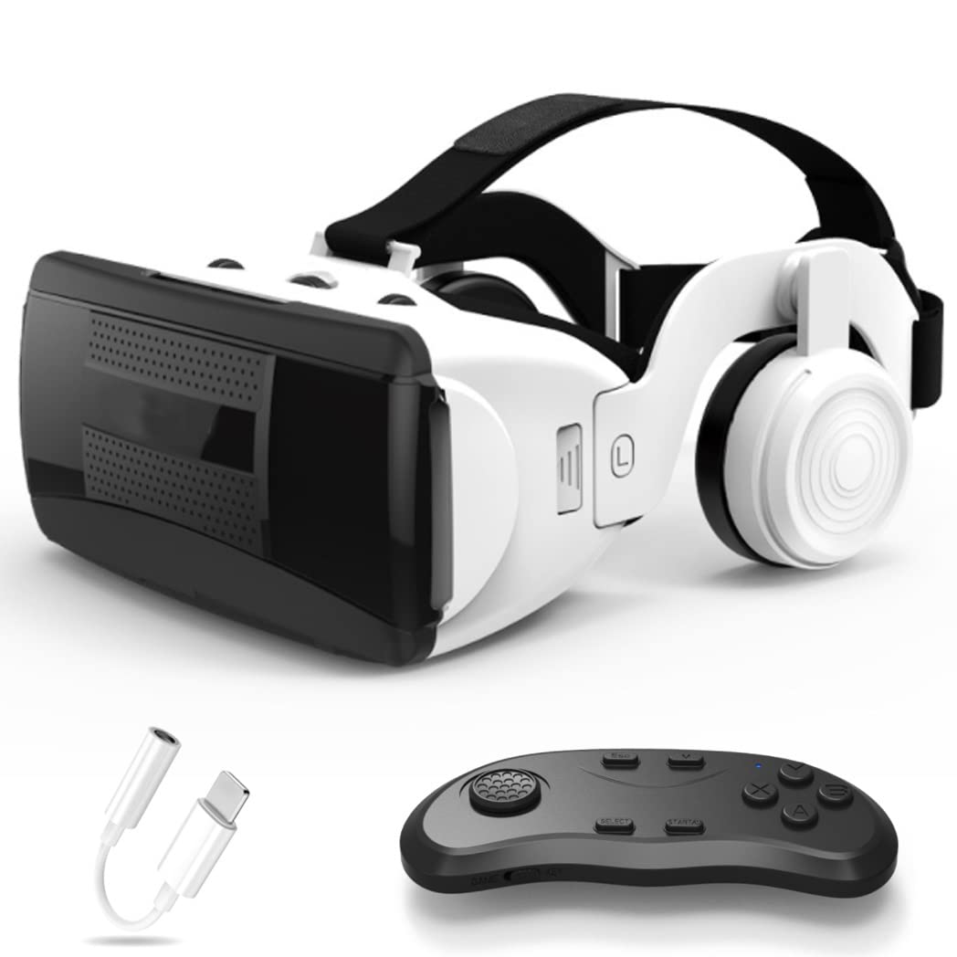 3D VR Headset with Bluetooth Controller - Compatible with iPhone 13 Pro Max/13 Pro/13/12/11, Samsung Galaxy S21, Huawei & Xiaomi Series - Immersive Virtual Reality Experience for Gaming, Movies & 360° Videos (Color: Black, Size: Universal)