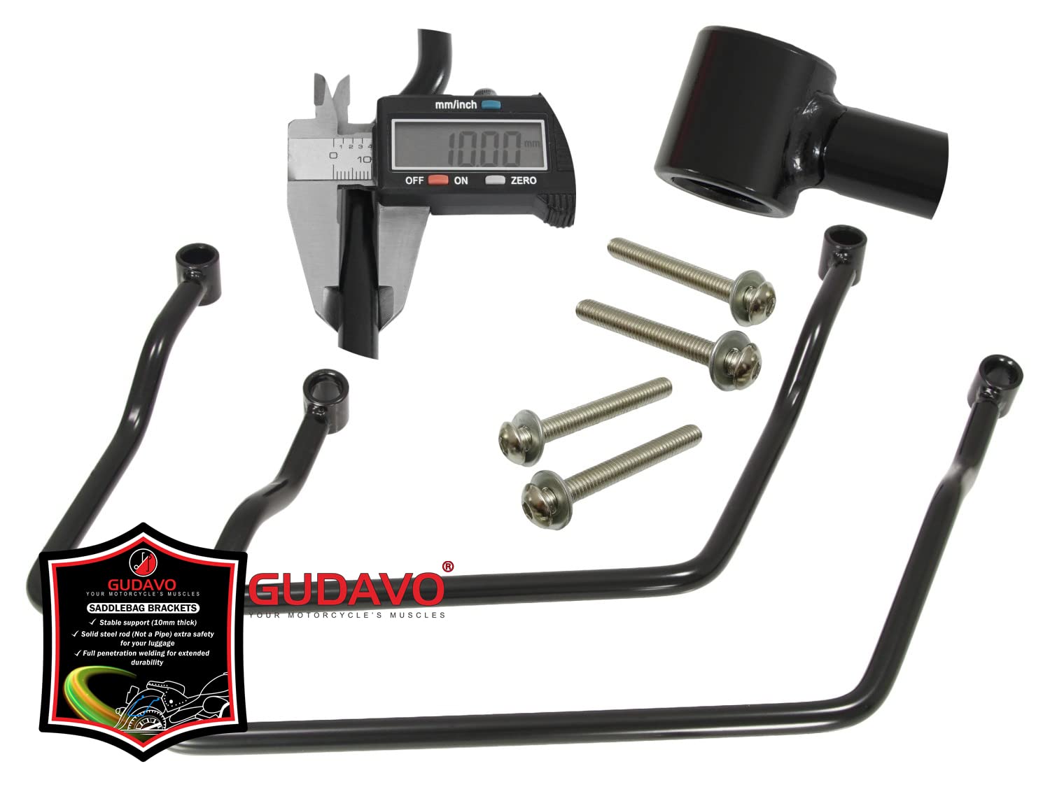 Steel Luggage Bracket Saddlebag Pannier Support Bars - Compatible with Kawasaki VULCAN VN2000/VN900, Yamaha XVS1100/XVZ1300, Harley Davidson Softail - Heavy Duty Black Motorcycle Accessory - Perfect for Long Distance Touring & Adventure Riding