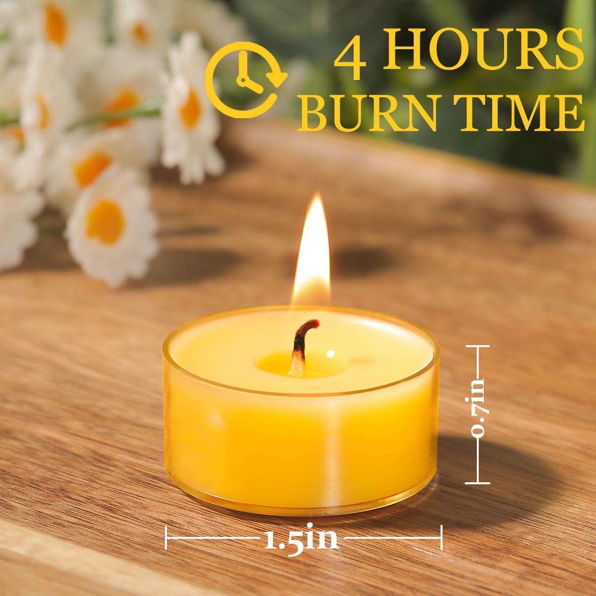 36 Pack Pure Beeswax Tealight Candles - 4 Hour Burn Time, Clean & Even Burning, Smokeless for Relaxation & Air Purification - Perfect for Meditation, Spa, Aromatherapy & Home Decor