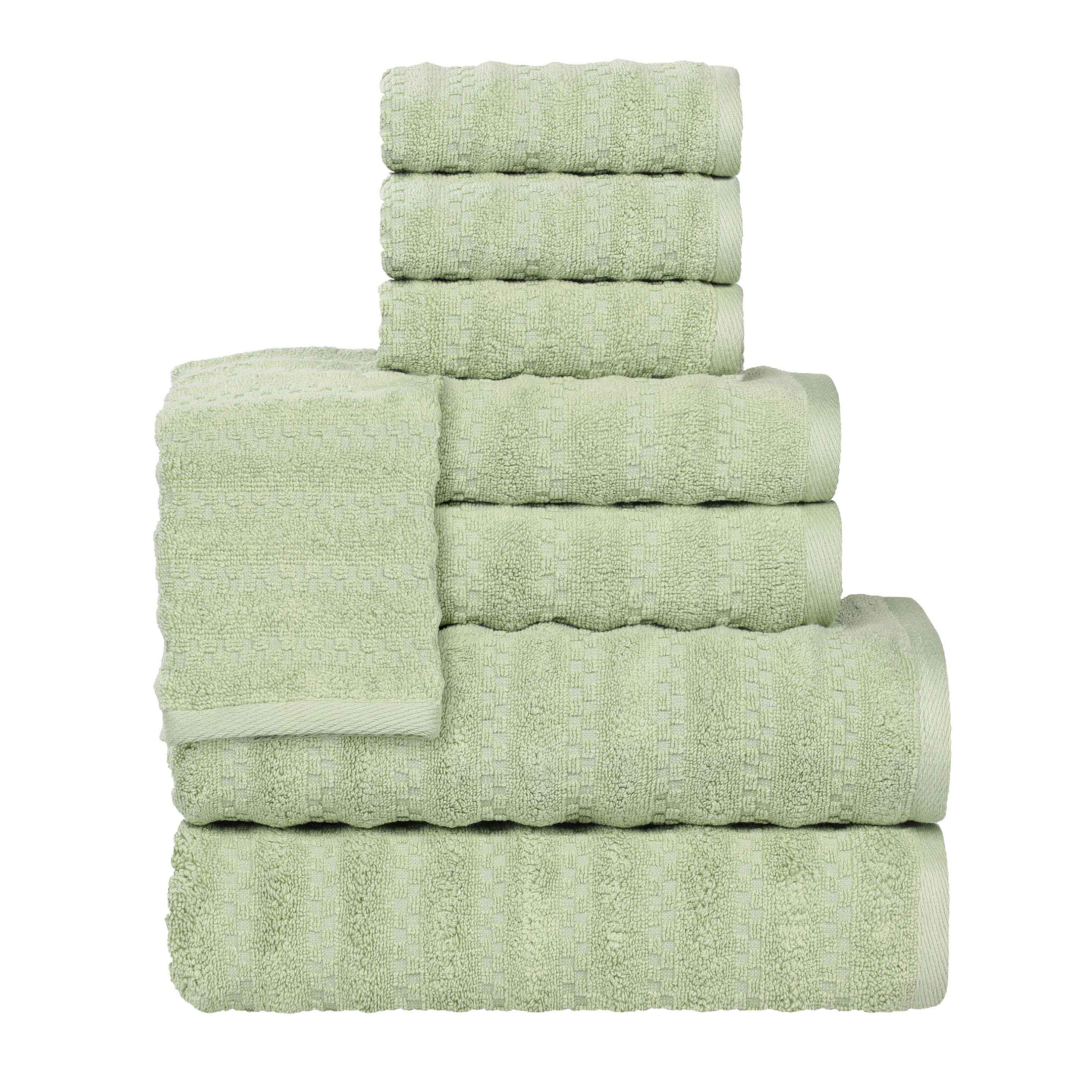 Zuma Zero Twist Cotton Medium Weight Soft Absorbent 8-Piece Bath Towel Set - Premium Luxury Towels for Spa, Gym, Beach & Guest Bathrooms