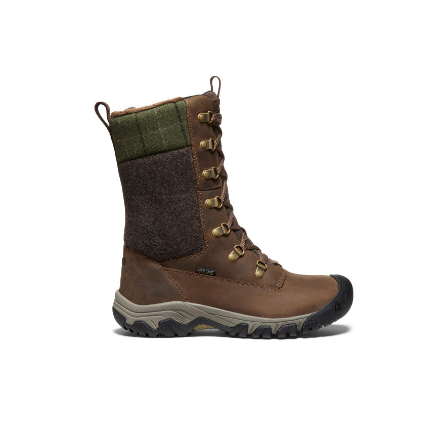 Women's Greta Tall Waterproof Winter Boots - Dark Earth/Green Plaid for Rain, Snow & Outdoor Activities