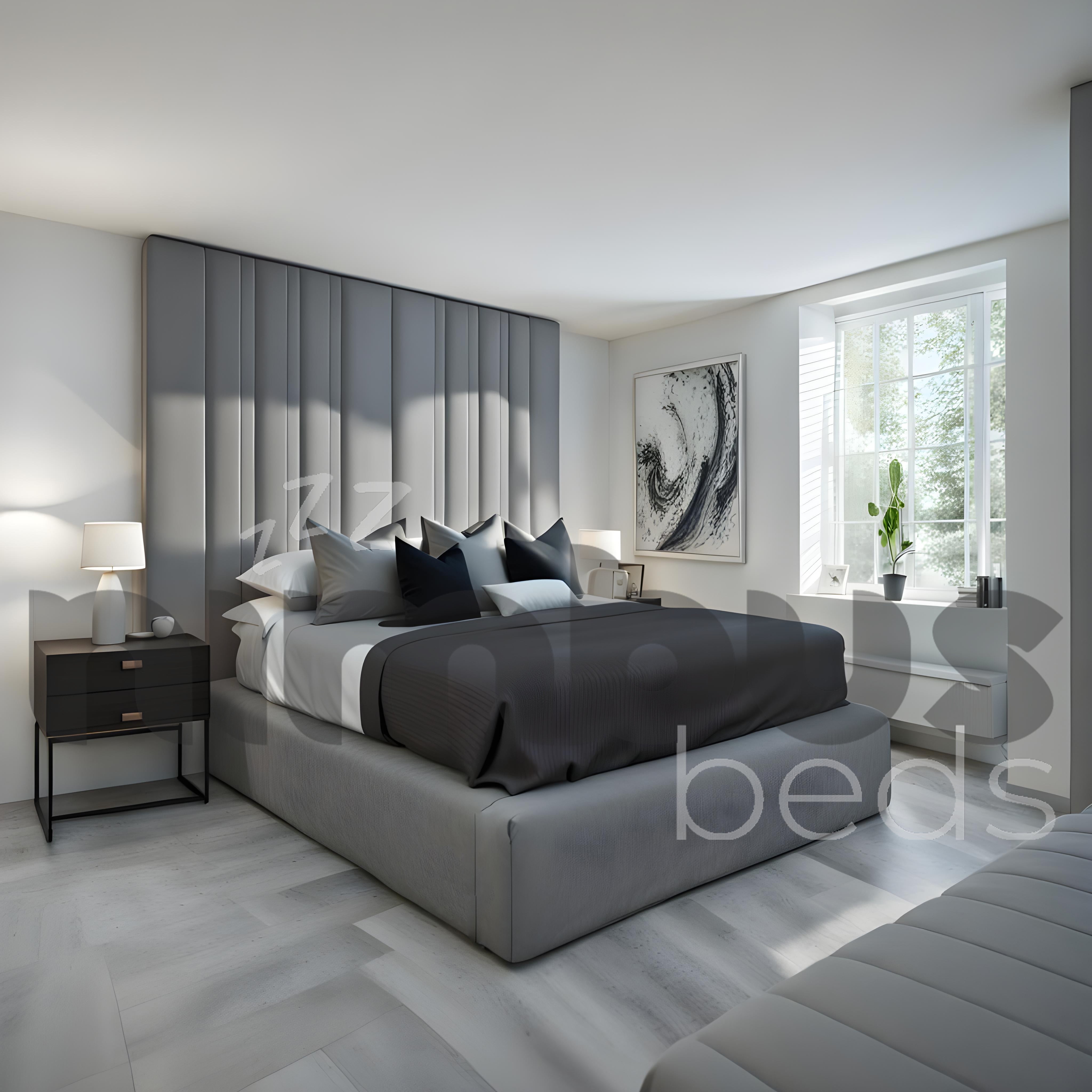 Luxury Barcelona Bed Frame - Queen Size Upholstered Platform Bed with Wooden Legs for Modern Bedroom & Guest Room Decor
