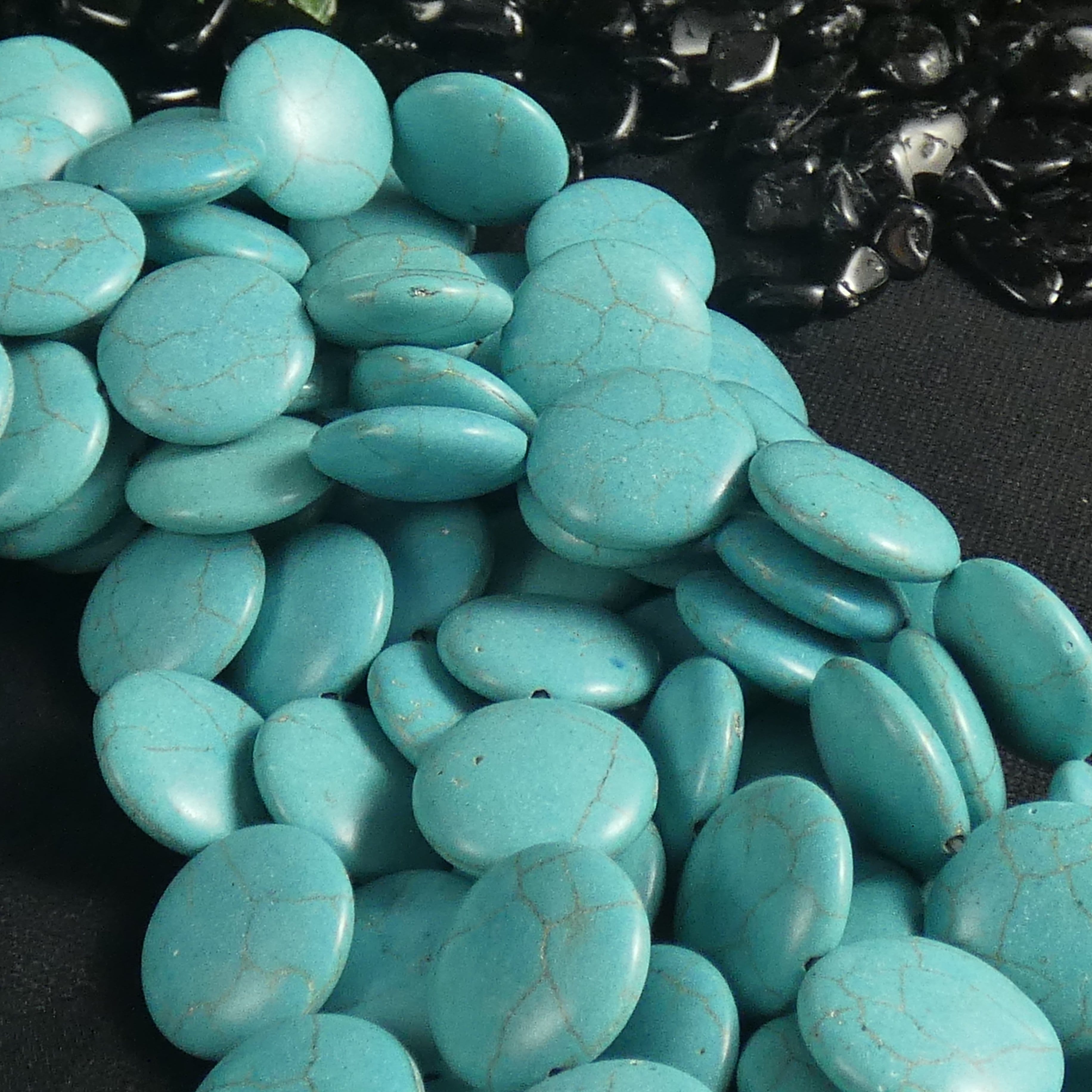 Blue Magnesite Flat Round Beads Strands (20mm) for Jewelry Making, DIY Bracelets & Necklaces - Natural Stone Beads for Crafting & Spiritual Healing