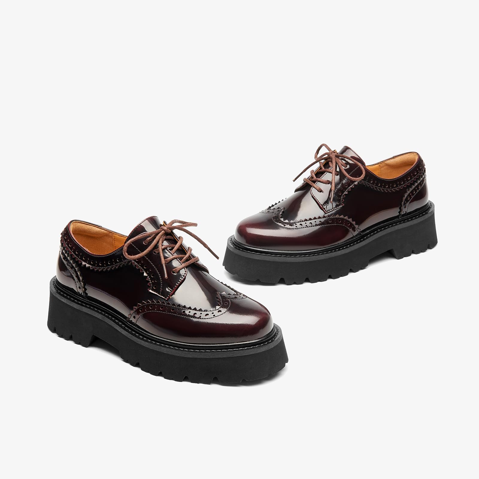 BEAU TODAY Women's Chunky Leather Lace-Up Oxford Shoes - Comfortable Platform Dress Shoes for Business, Office & Casual Wear | Perfect for Work, Professional Outfits & Everyday Style
