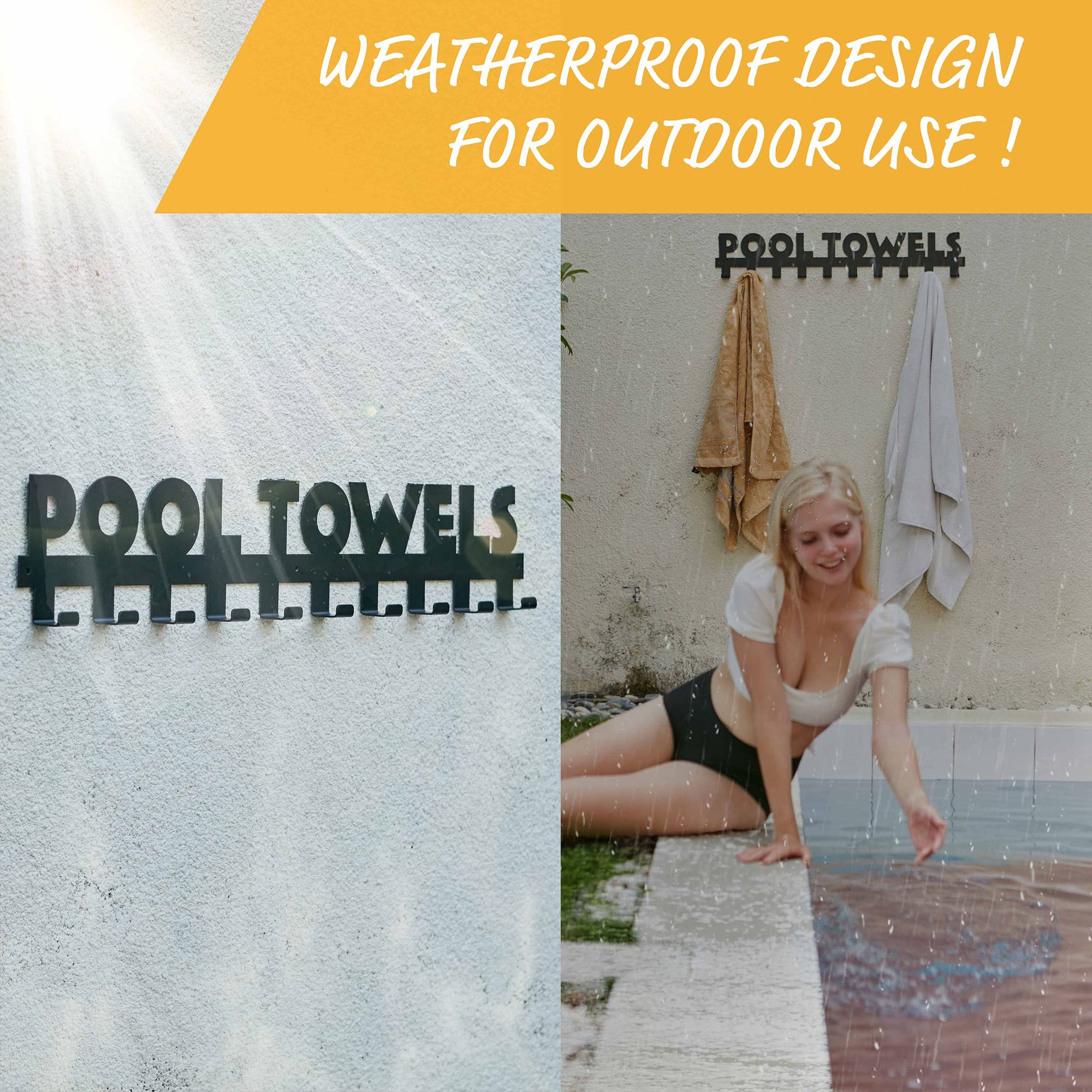**Stainless Steel Pool Towel Rack – 10-Hook Outdoor & Indoor Towel Holder for Swimming Pool, Beach, and Bathroom – Rust-Proof Towel Hanger & Drying Rack for Poolside Decor**
