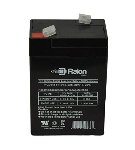 Raion Power RG0645T1 6V 4.5Ah Replacement SLA Battery for Emergency Lights - Compatible with National Power Corporation GS012P1-20 Pack - Ideal for Backup Power, Exit Signs, and Safety Lighting Systems