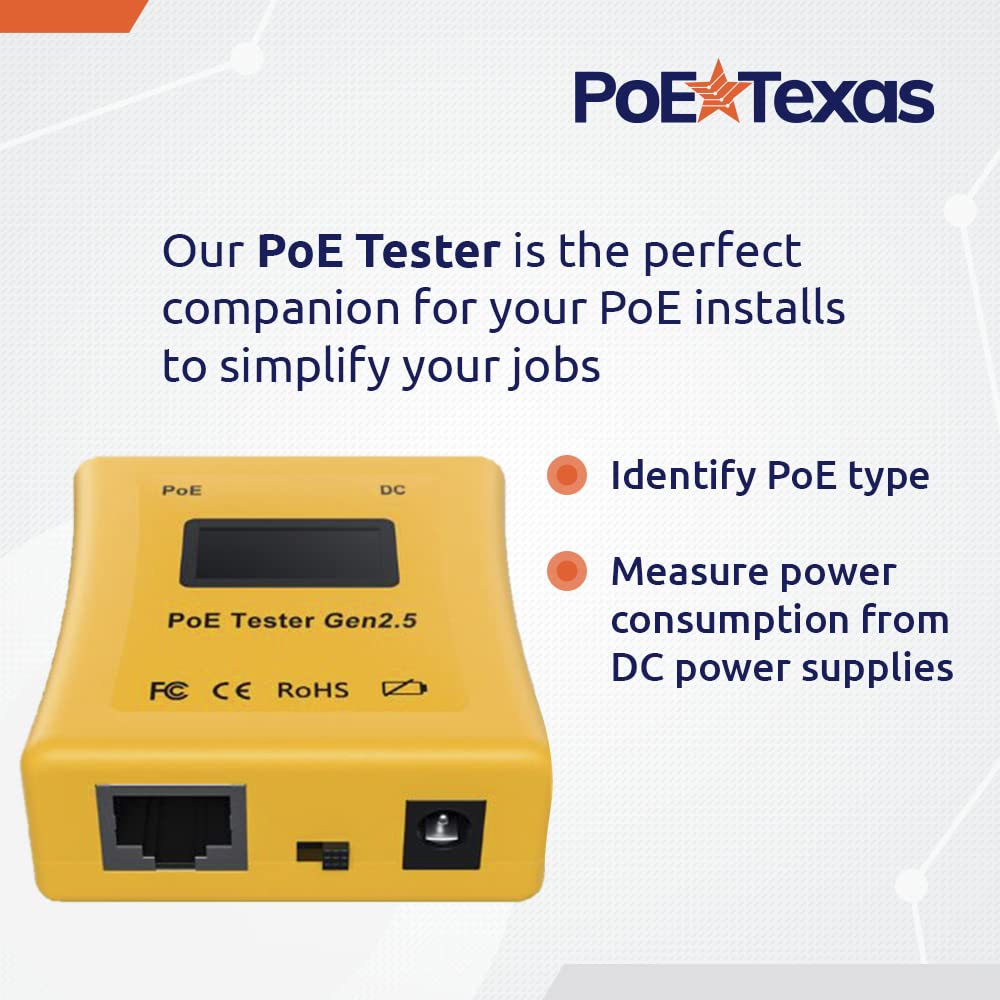 POE Tester GEN2 - Inline Power Over Ethernet Voltage & Current Meter | Network Cable Testing Tool for IP Cameras, VoIP Phones & Wireless Access Points