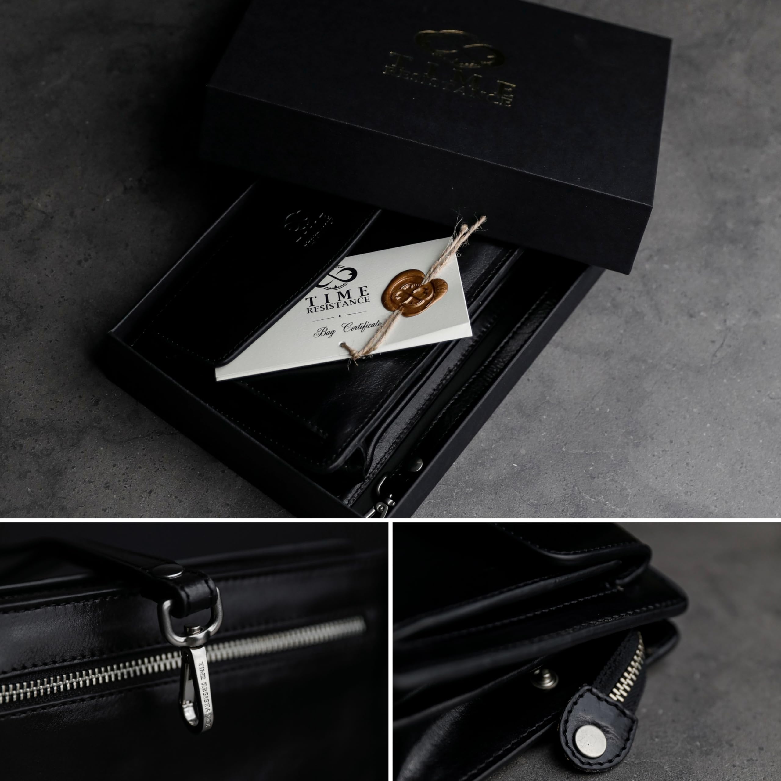 Premium Italian Leather Clutch for Men - Handmade Time Resistance Wrist Organizer Bag with Gift Box | Business Travel, Office Essentials & Luxury Gifting