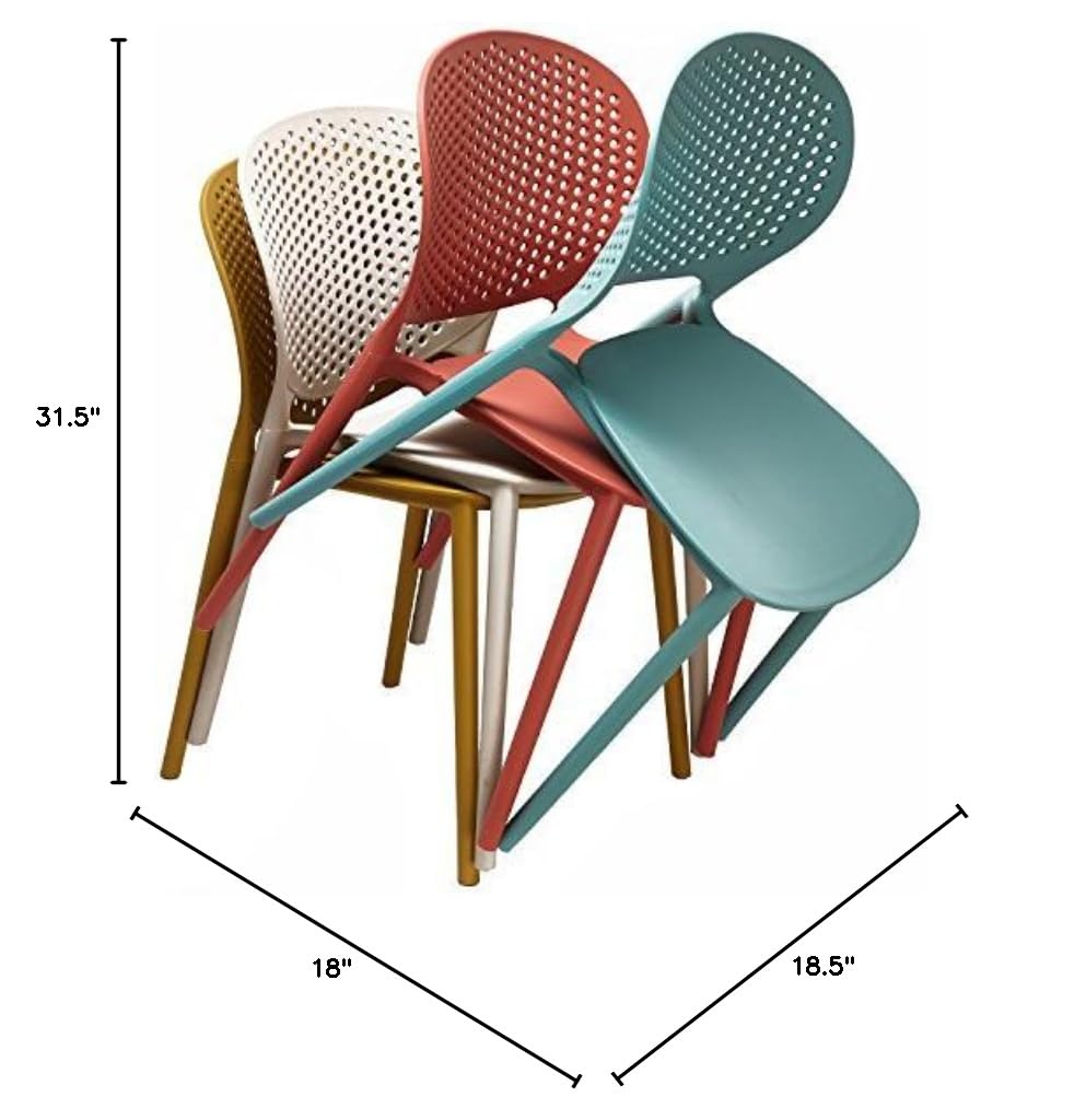 2-Pack Modern Stackable Patio Chairs Set of 4 - White Outdoor Dining Chairs for Poolside, Restaurant, Kitchen & Living Room - Indoor/Outdoor Use for Home & Commercial Spaces