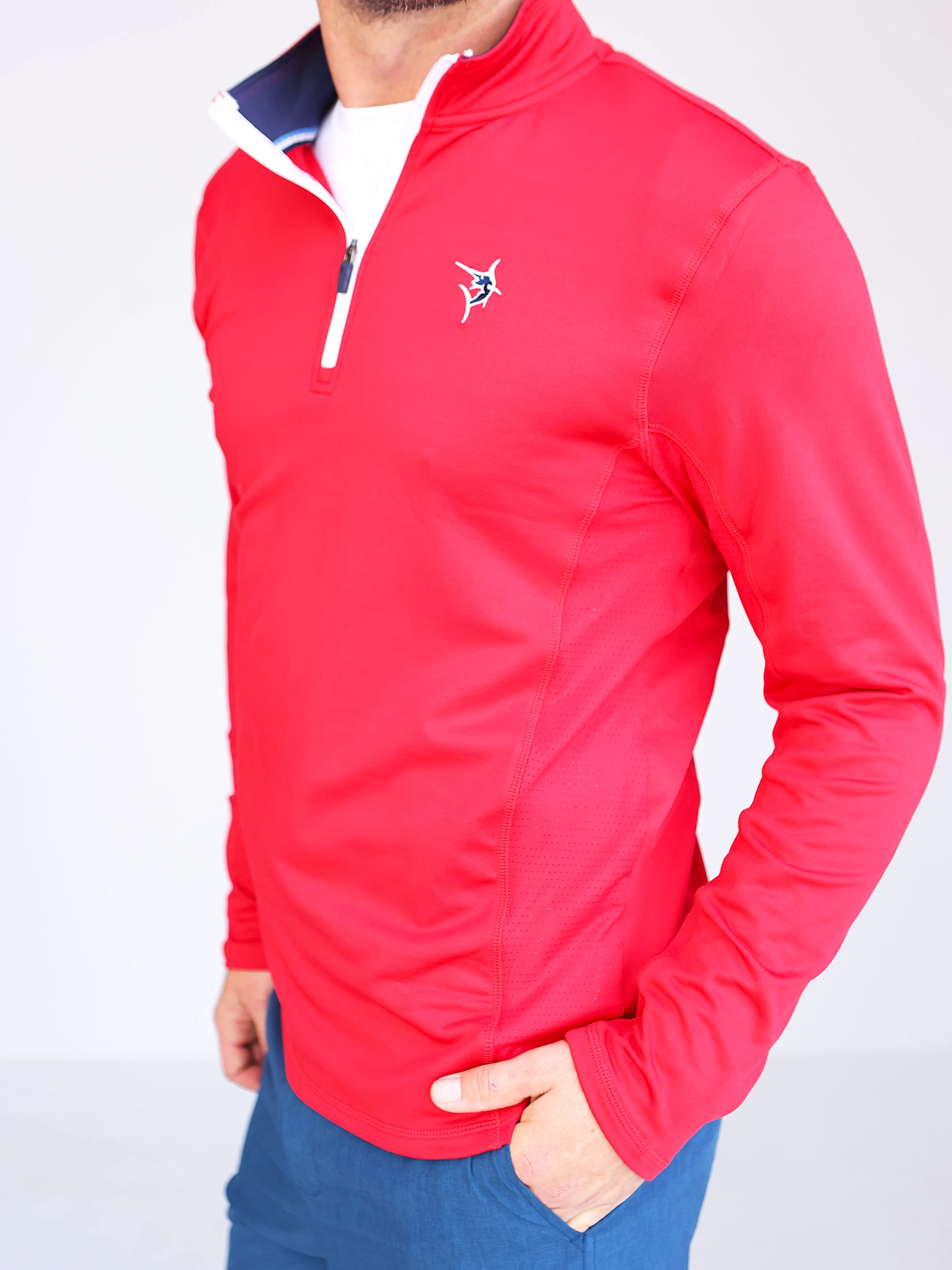 White Water Montauk Performance 1/4 Zip Pullover for Men - Lightweight Quick-Dry Athletic Shirt for Running, Hiking & Outdoor Activities