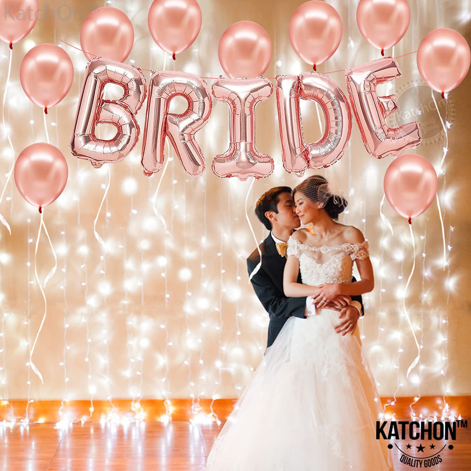 KatchOn Rose Gold Bride Balloons Set - 16 Inch (Pack of 15) | Bachelorette Party & Bridal Shower Decorations | Latex Balloons for Wedding Decor, Bridal Showers, Bachelorette Parties & Wedding Receptions