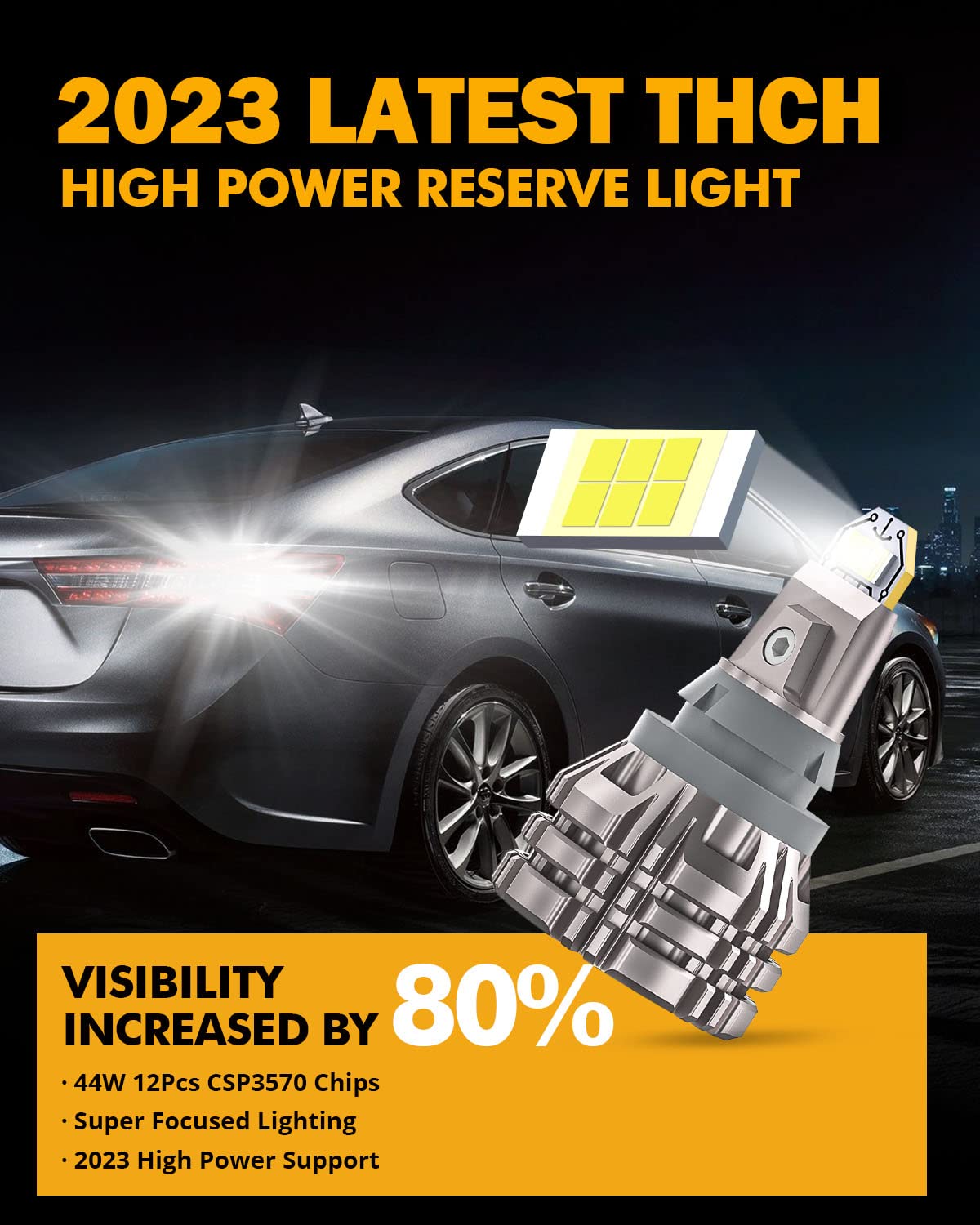 Auxbeam 2024 B2 Series Upgraded 3156 LED Bulb - 44W 6000LM Super Bright 3155 3456 LED Bulbs for Reverse/Tail/Parking/Brake/Turn Signal Lights (6500K White) - Perfect for Trucks, SUVs & Cars Nighttime Safety