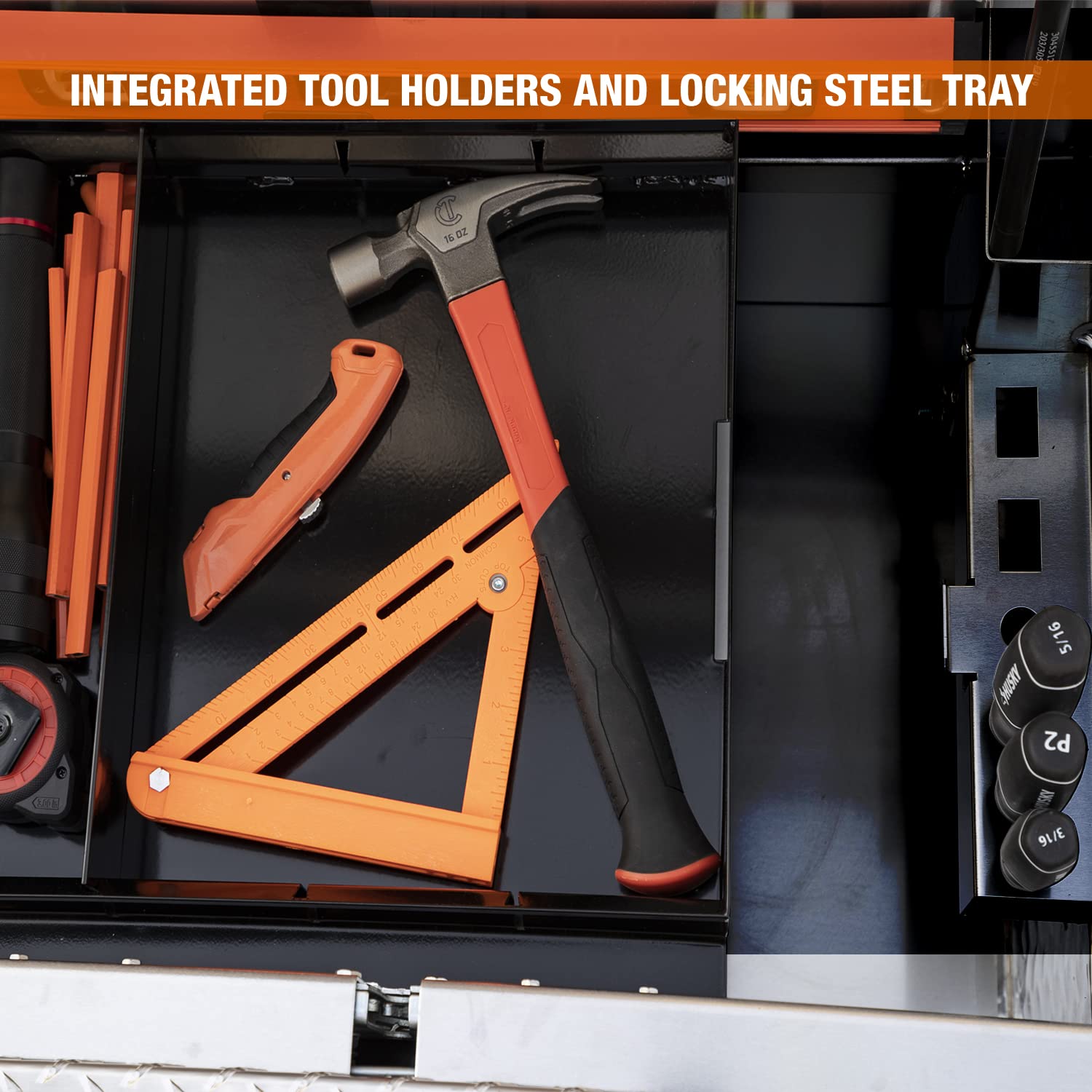 Heavy Duty Crossover Truck Tool Box - 71x27x18 Aluminum Diamond Tread Storage Organizer for Equipment & Accessories | Gloss Black (Model 1729420) | Perfect for Pickup Trucks, Work Vans & Construction Vehicles