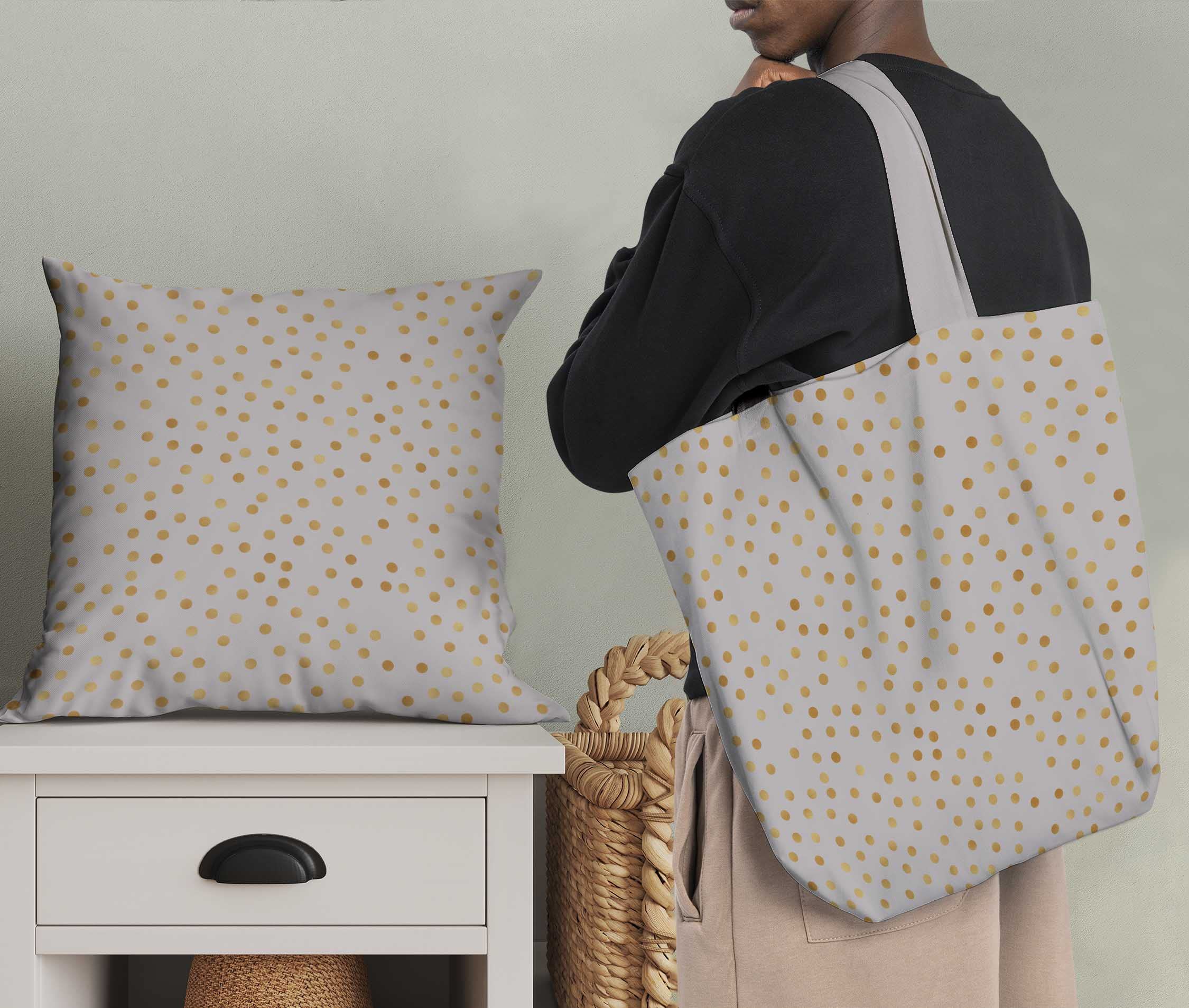 Soimoi Moss Georgette Gray Fabric by The Yard - 42 Inch Wide Polka Dot Printed Fabric for Dresses, Blouses & DIY Crafts - Lightweight & Flowy Material for Fashion Sewing Projects