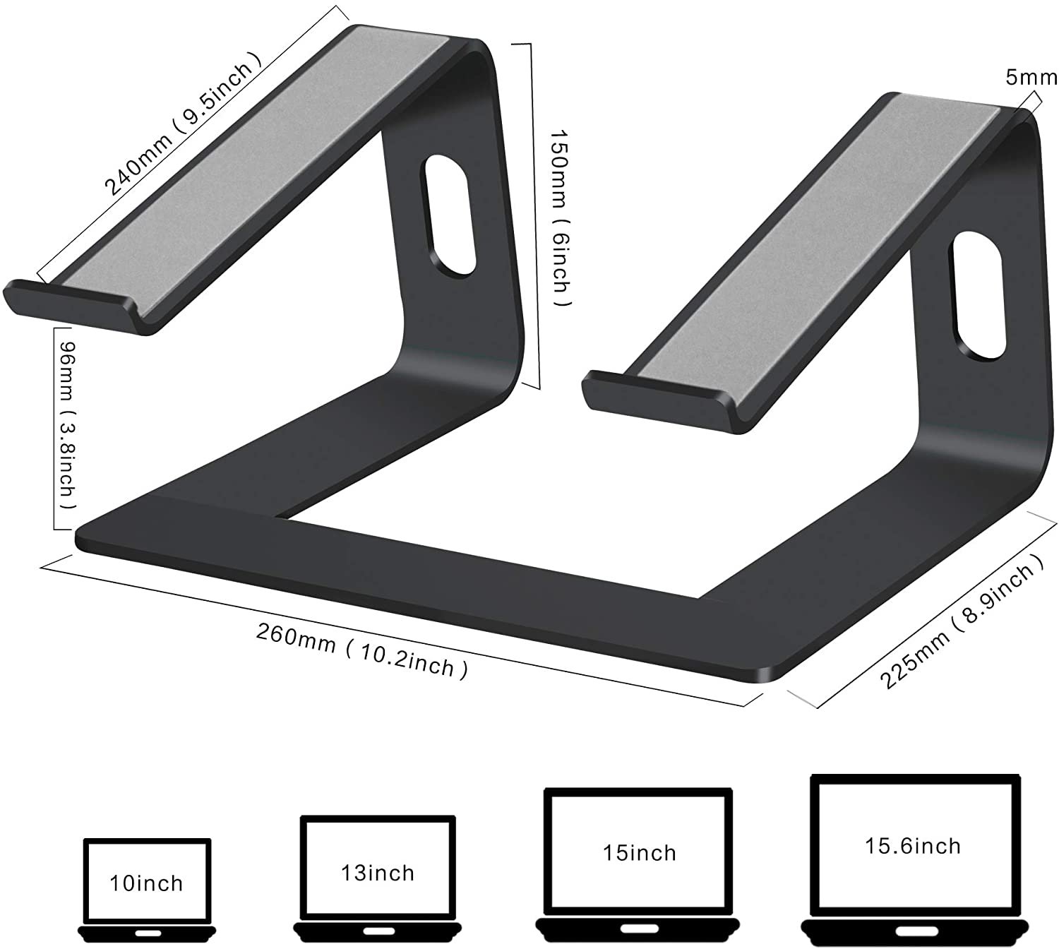 Ergonomic Aluminum Laptop Stand for Desk - Adjustable Height & Portable Computer Riser for MacBook, iPad - Perfect for Home Office, Gaming & Workstation Setup