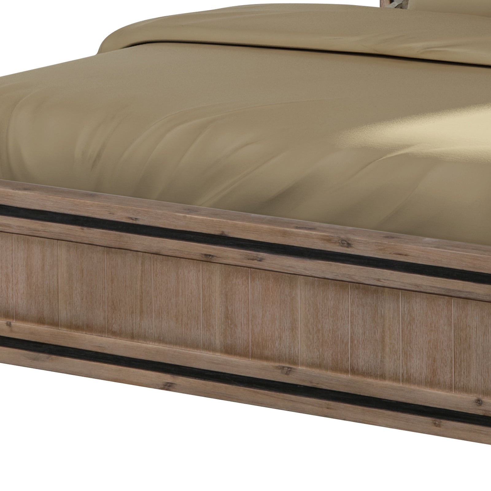 Luxury King Size Bed Frame - Solid Acacia Wood Construction with Oak & Brushed Silver Finish | Coastal & Modern Bedroom Decor for Master Suite