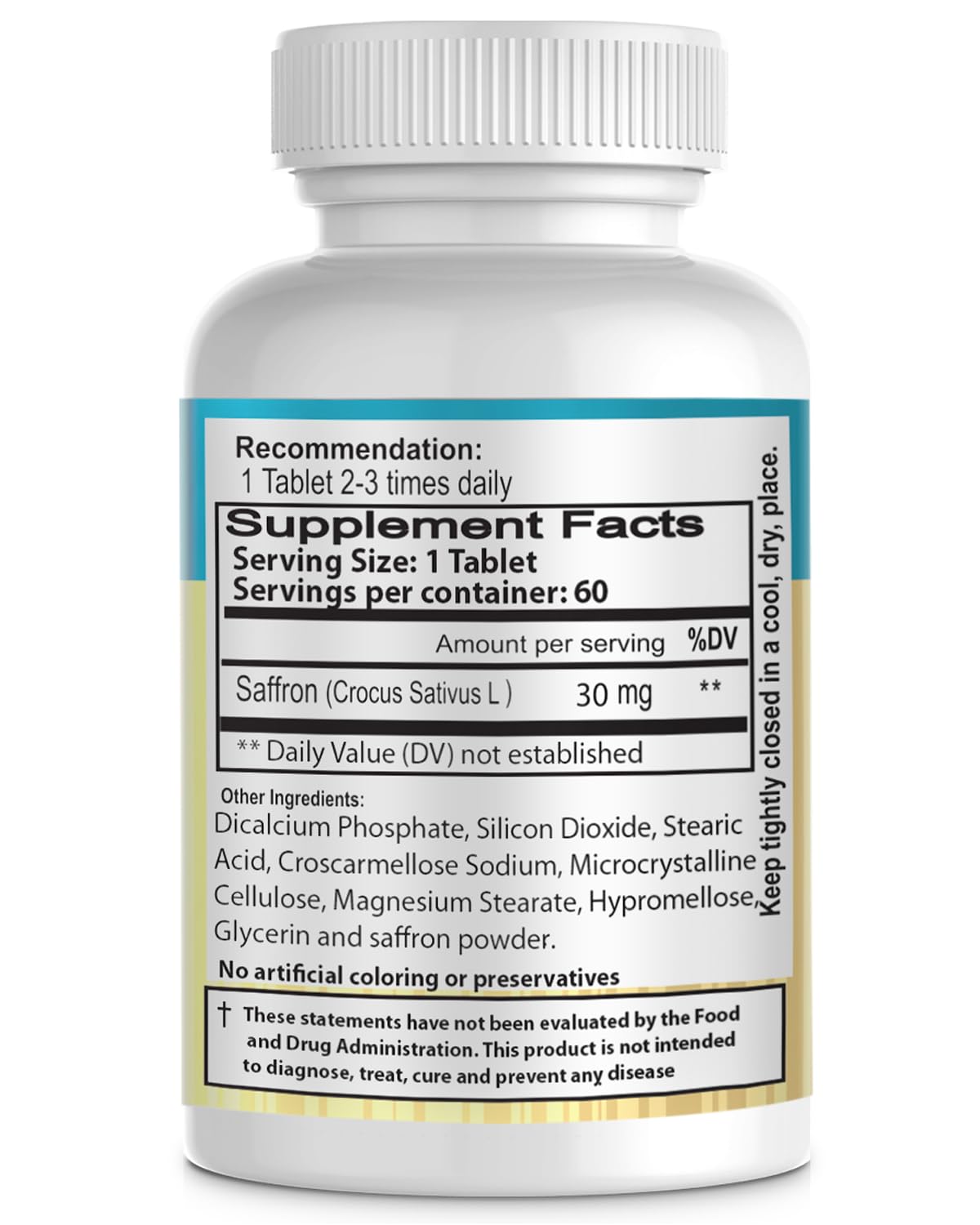 Premium Saffron Supplement for Digestion, Energy & Cognitive Support - 60 Tablets | Enhances Memory, Focus & Vitality - Ideal for Busy Professionals & Students