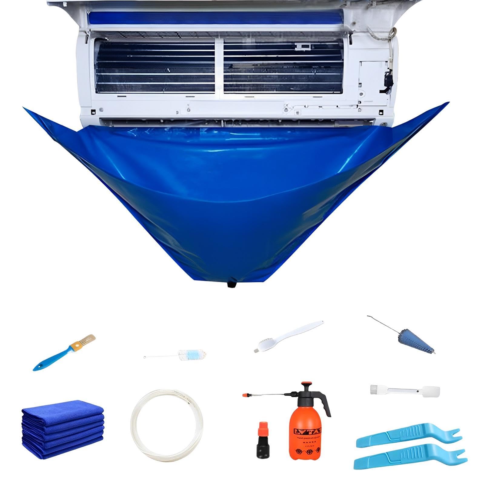 Air Conditioner Cleaning Kit - Wall Mounted AC Cleaner with 2 Waterproof Bags & Drain Outlet, Dust Removal & Washing Protector for Home Maintenance | Perfect for Window & Split AC Units, HVAC System Cleaning