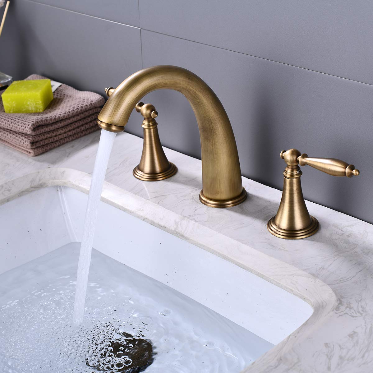 8 Inch Widespread Antique Double Handle Bathroom Faucet - Lead-Free 3 Hole Lavatory Sink Mixer Tap with Supply Lines (3-Piece Set) - Perfect for Vintage Style Bathrooms, Guest Suites & Luxury Home Renovations