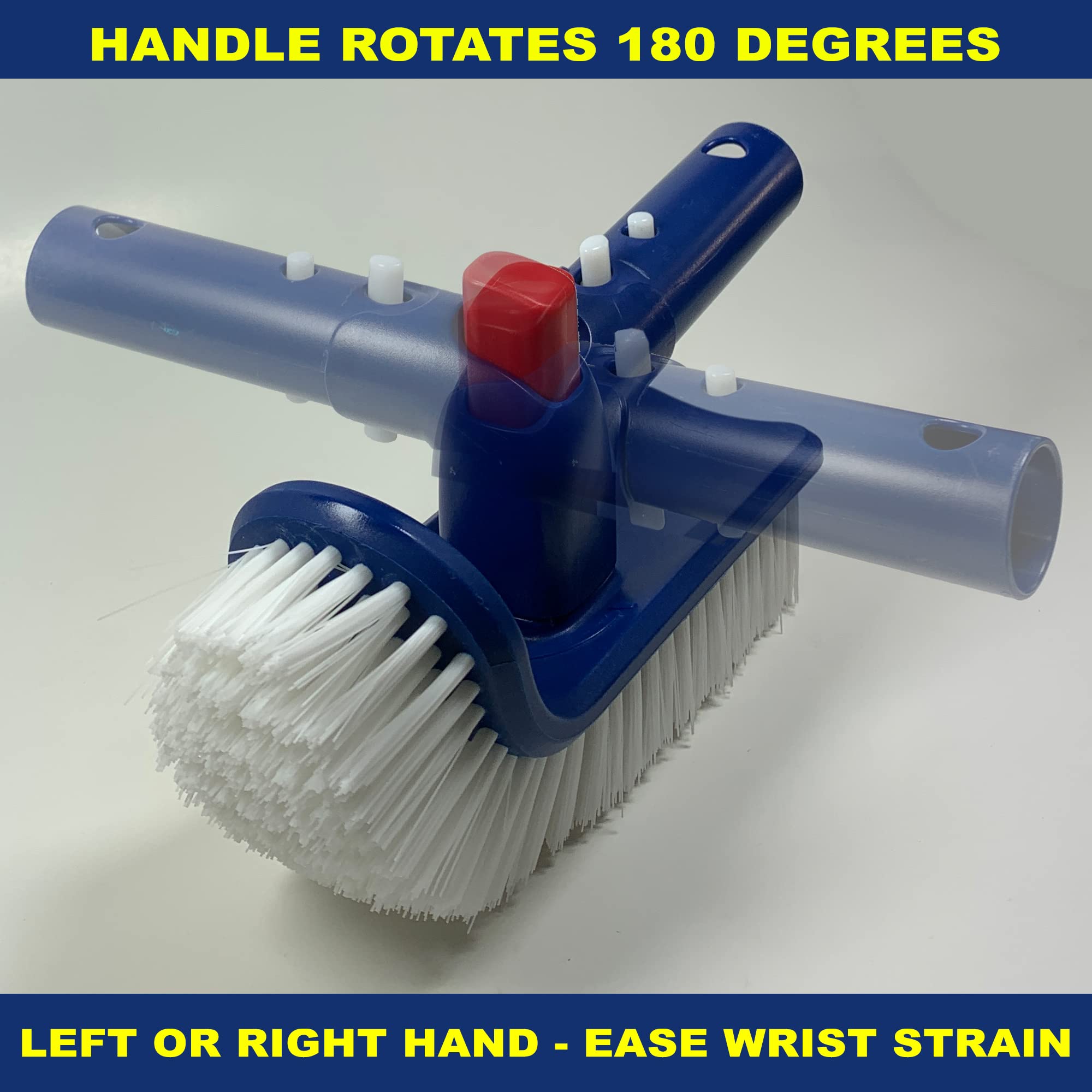 Rotatable Pool Brush with Premium Nylon Bristles - Heavy Duty Pool Wall Cleaner for Inground Pools, Spas, Bathrooms & Kitchen Floors | Extendable Handle Attachment for Easy Cleaning | Perfect for Weekly Pool Maintenance & Tile Scrubbing