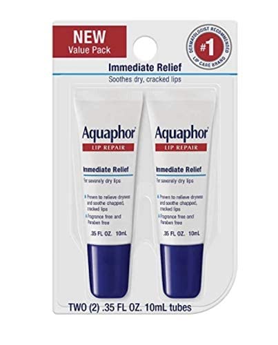 Aquaphor Lip Repair Balm - 0.35 Fl Oz (Pack of 2) - Moisturizing Lip Treatment for Dry, Chapped Lips - Perfect for Winter, Travel & Daily Hydration