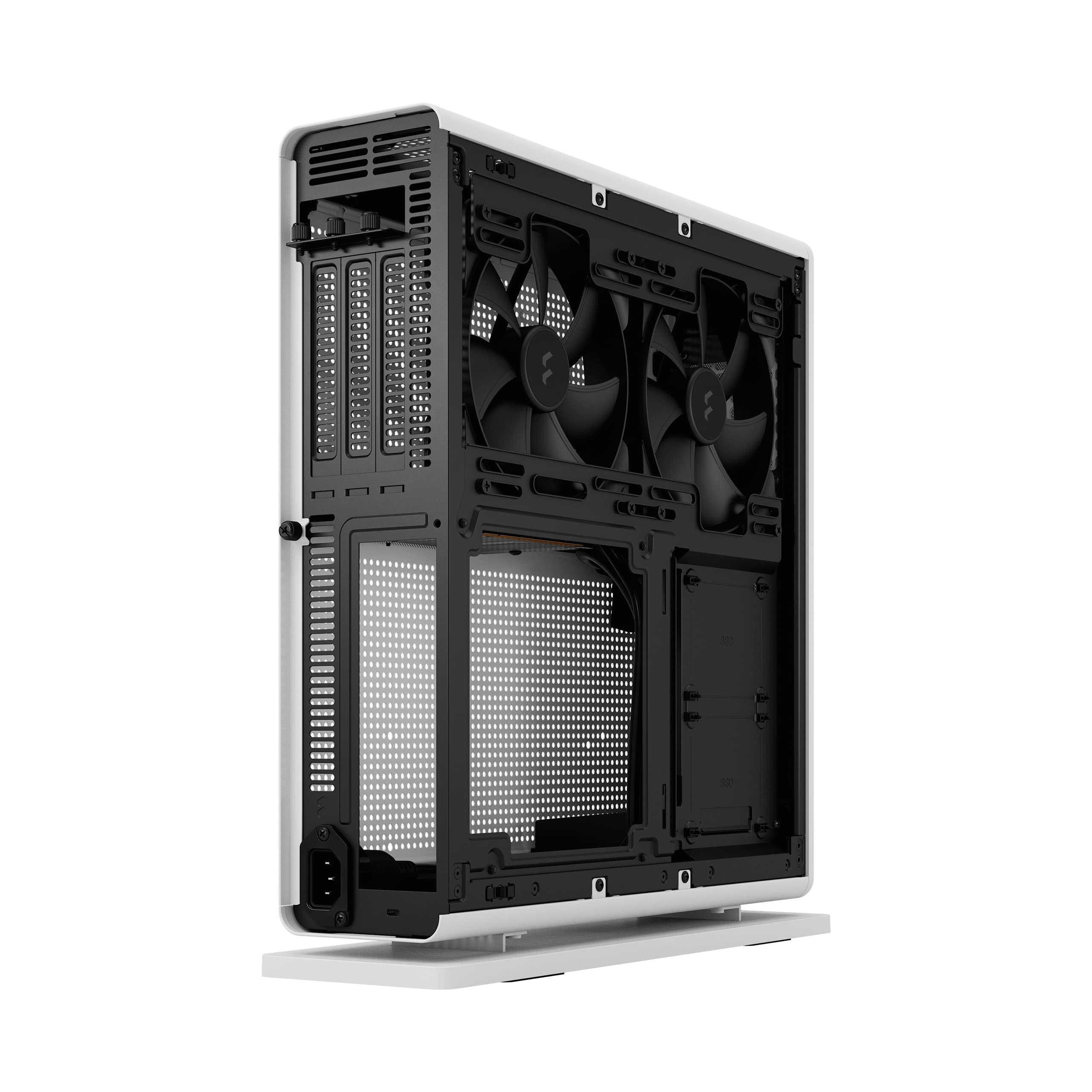 Fractal Design Ridge White ITX PC Case - PCIe 4.0 Riser Card & 2x140mm PWM Fans Included - USB Type-C - Compact Gaming Computer Case for Home Theater & Workstation Setup