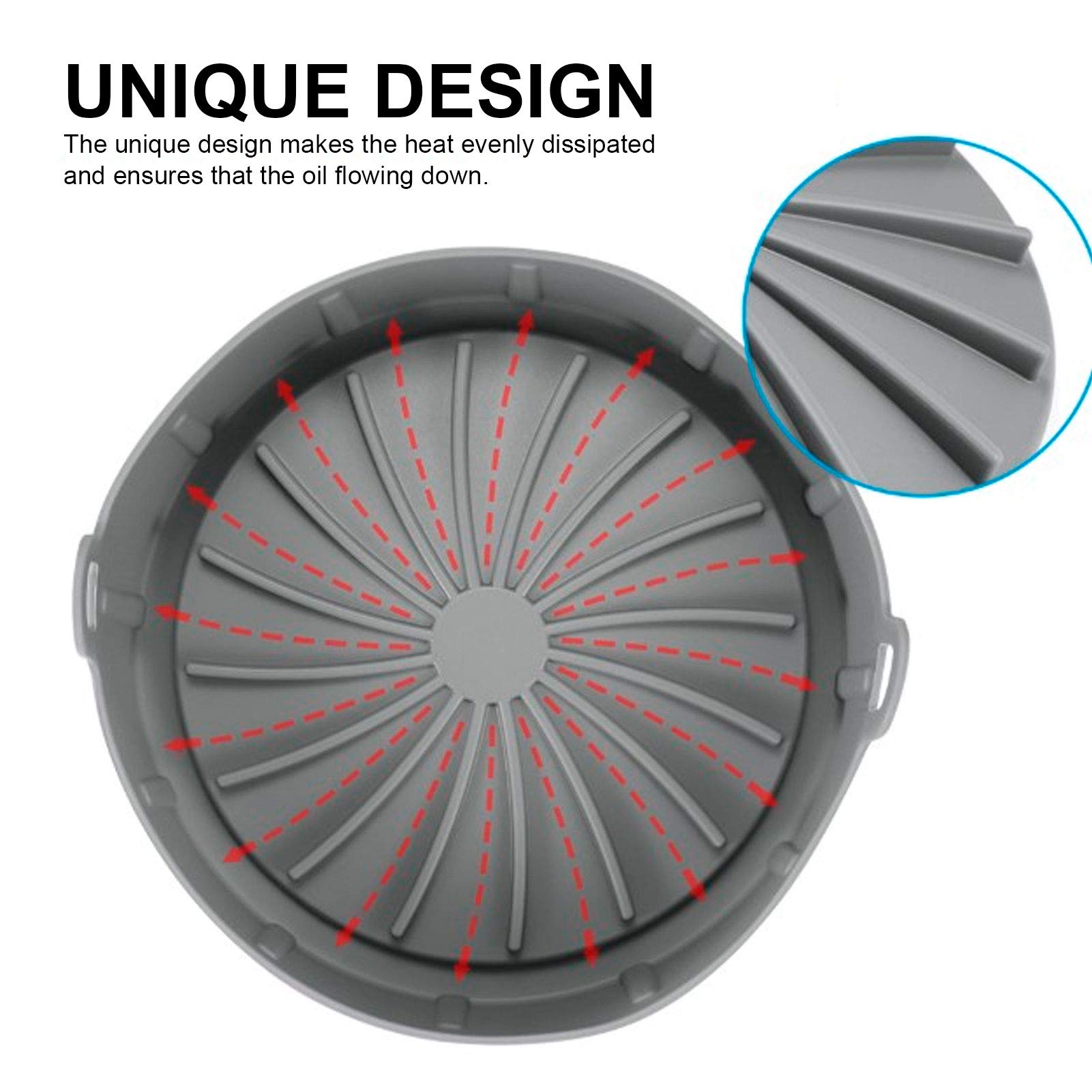 01 Air Fryer Silicone Pot - Universal Non-Stick Air Fryer Basket Liner for Easy Cleaning | Reusable Oven Accessory | Fits Most Air Fryers | Perfect for Cooking, Baking & Meal Prep (Gray)