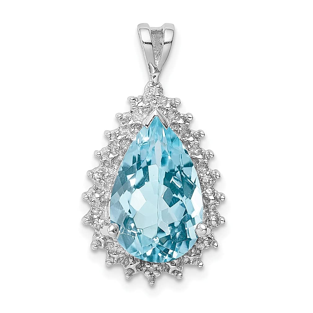 925 Sterling Silver Swiss Blue Topaz & Diamond Pendant Necklace for Women | Genuine Gemstone Fine Jewelry | Elegant Gift for Her | Perfect for Anniversaries, Birthdays & Special Occasions