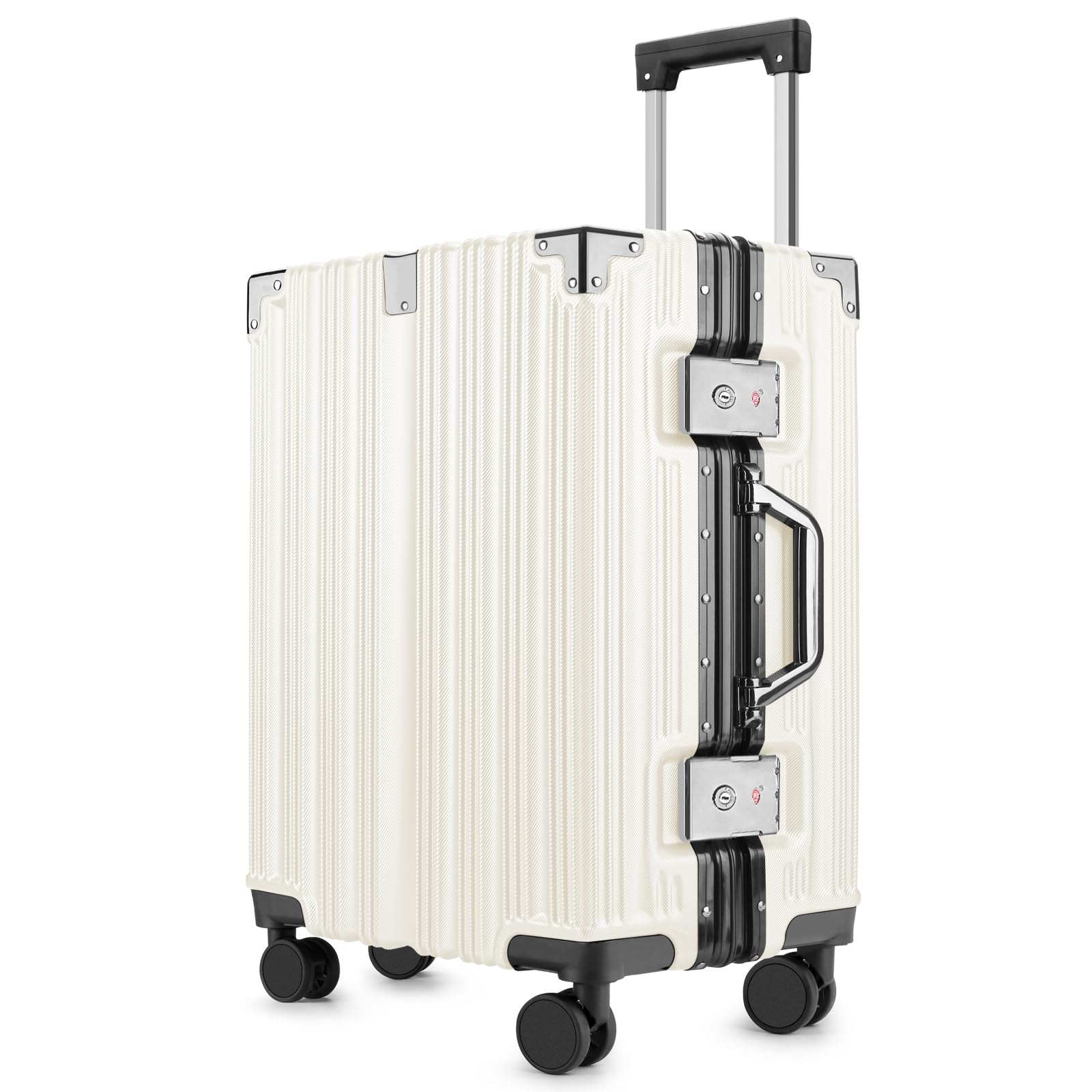 Hard Shell Zipperless Carry On Luggage with 360° Spinner Wheels - 20 Inch Black Expandable Suitcase for Air Travel & Business Trips