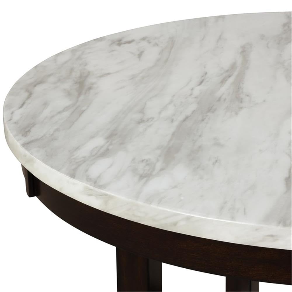 Celeste Faux Marble Round Dining Table 48 Inch - Modern Espresso Finish - Perfect for Small Space Dining Rooms, Kitchen Nooks & Apartment Living