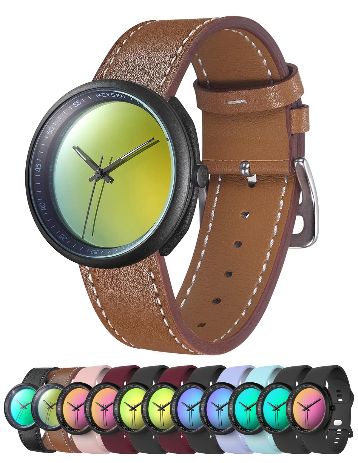 HEYSEN Japanese Quartz Movement Unisex Magic Mirror Watch - Luminous Hands, Waterproof, Fashionable Sunglasses Style - Perfect for Casual Wear, Night Out & Outdoor Activities