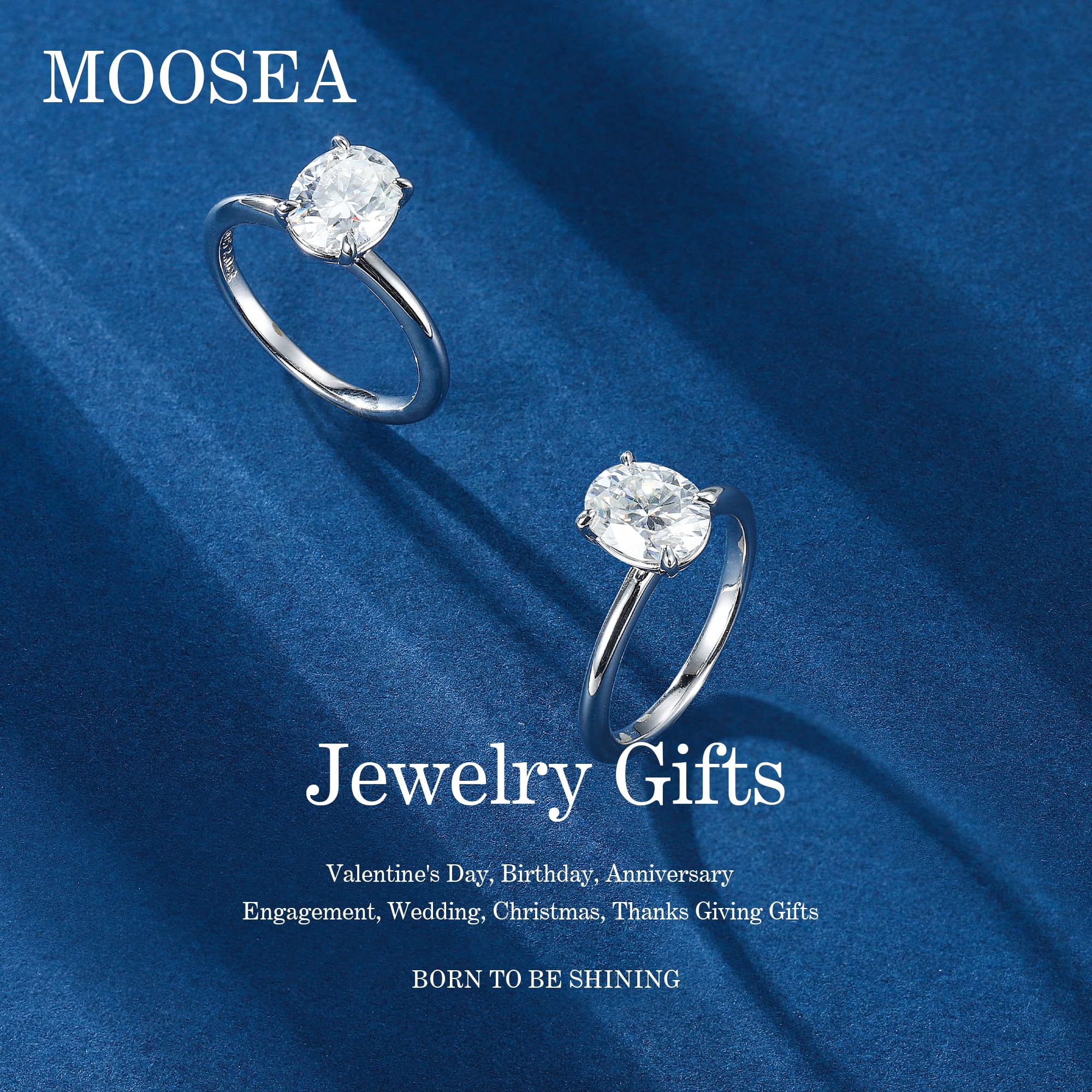 2ct Oval Moissanite Engagement Ring for Women - D Color VVS1 Clarity Lab-Created Diamond Alternative, 14K White Gold Filled 4-Prong Setting, Wedding Band & Anniversary Jewelry Gift (Perfect for Proposals, Bridal Sets & Special Occasions)