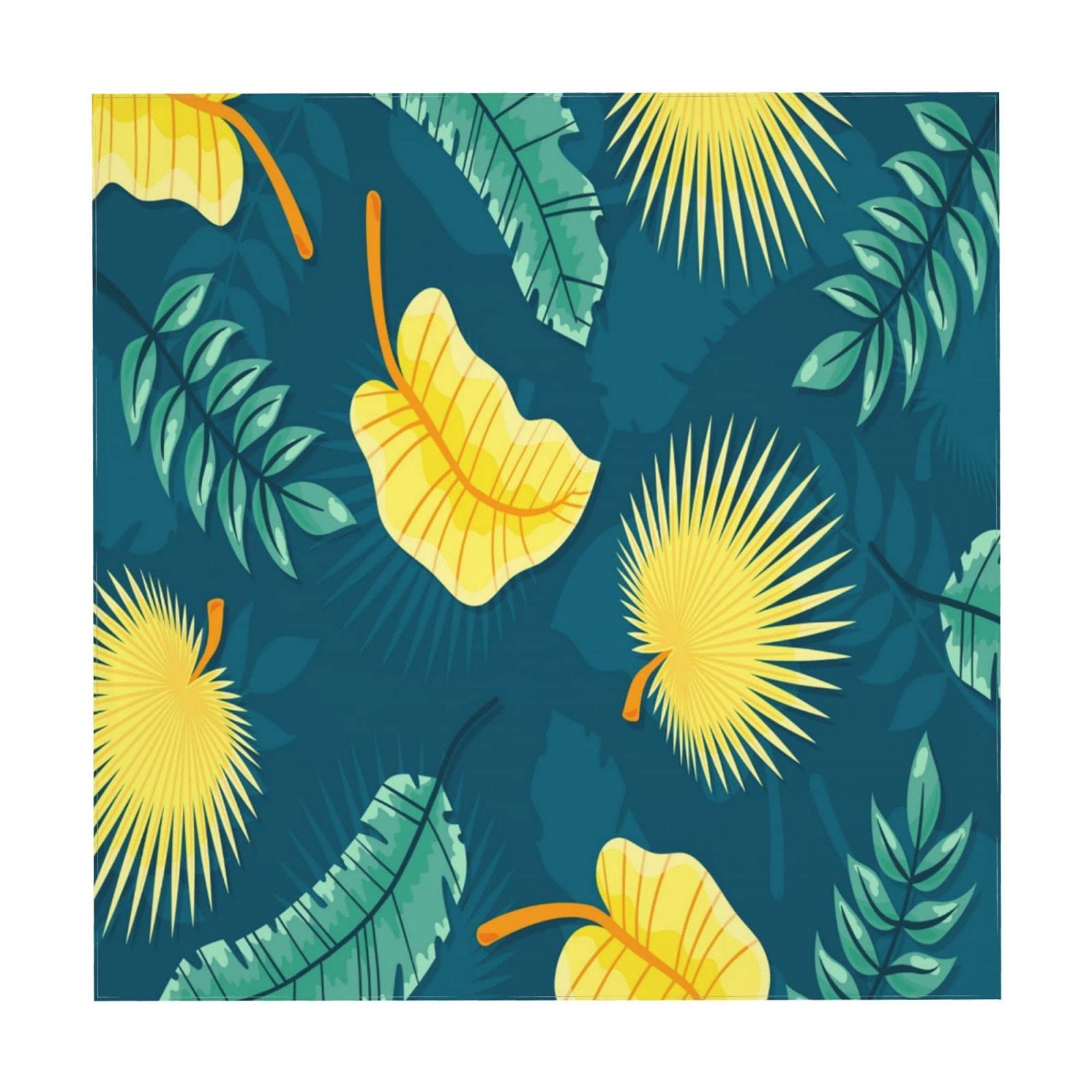 Wozukia Tropical Jungle Plants Square Tablecloth - Exotic Palm Leaves Hawaiian Rainforest Floral Design, Gold & Green Polyester Washable Kitchen Table Cover | Perfect for Summer Parties, Outdoor Dining & Boho Home Decor