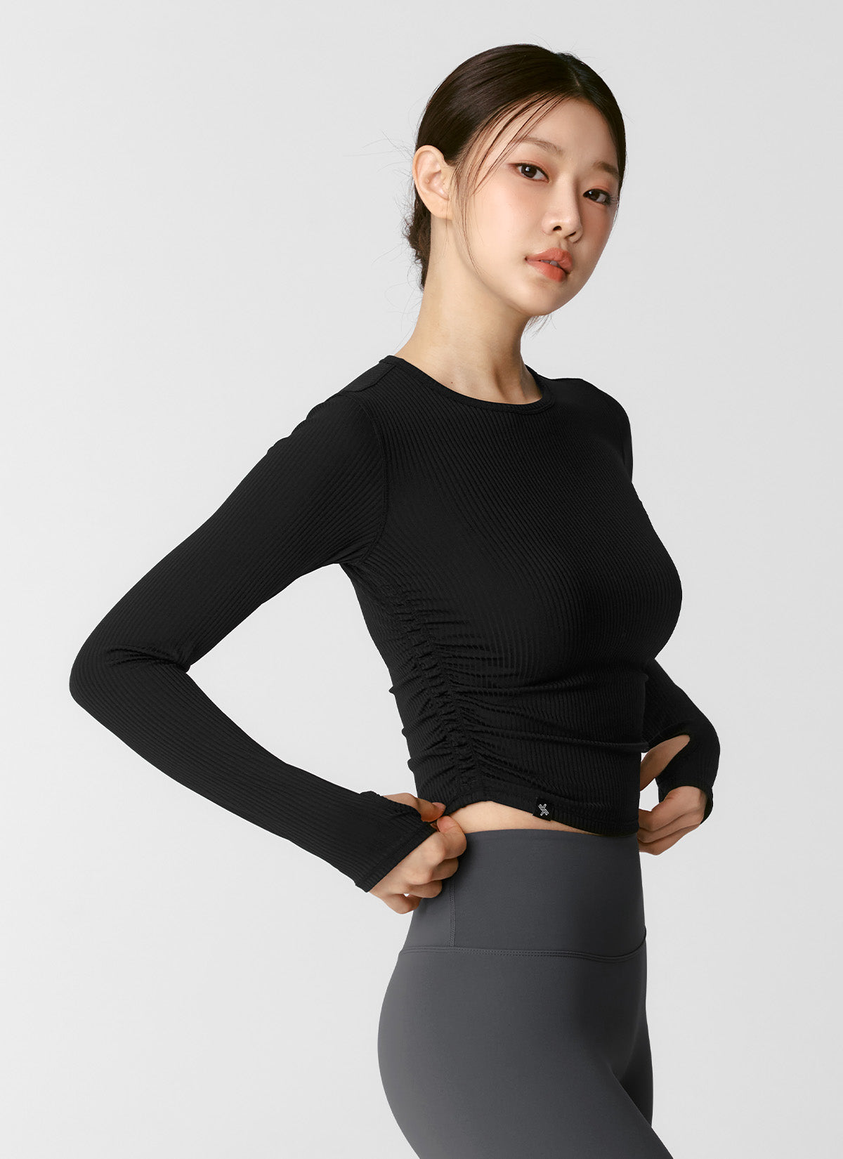 Stylish Side Shirring Crop Long Sleeve Top for Women - Perfect for Casual Outings, Date Nights & Layered Outfits