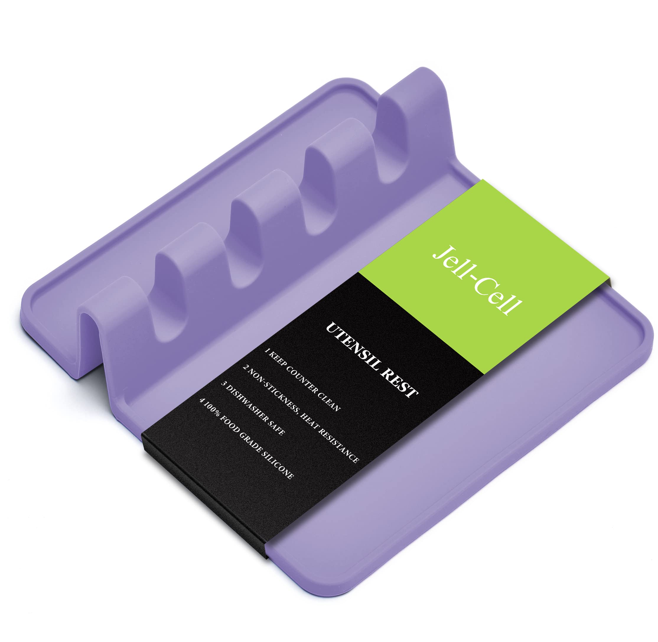 Premium Silicone Utensil Rest with Drip Pad - Heat Resistant Kitchen Tool Holder for Spoons, Spatulas, Ladles & Brushes - BPA-Free Stovetop Accessory - Perfect Cooking Gift (Purple) - Ideal for Cooking, Baking & Kitchen Organization