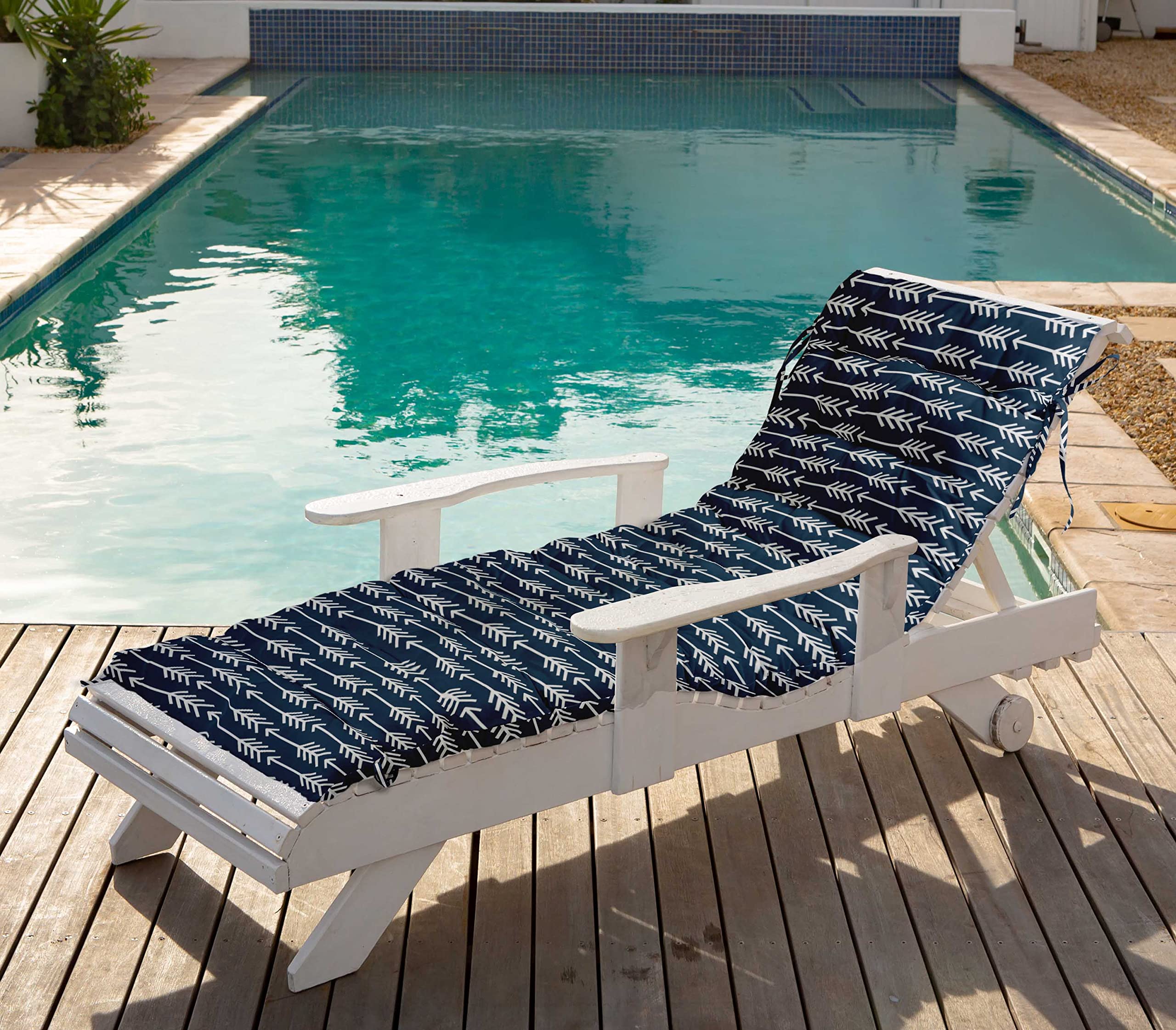 Quilted Thick Padded Seat Cushion for Rocking Chair, Sofa & Recliner - 74x23 Inch Blue Outdoor Bench Cushion with Ties - Perfect for Garden, Terrace & Patio Furniture