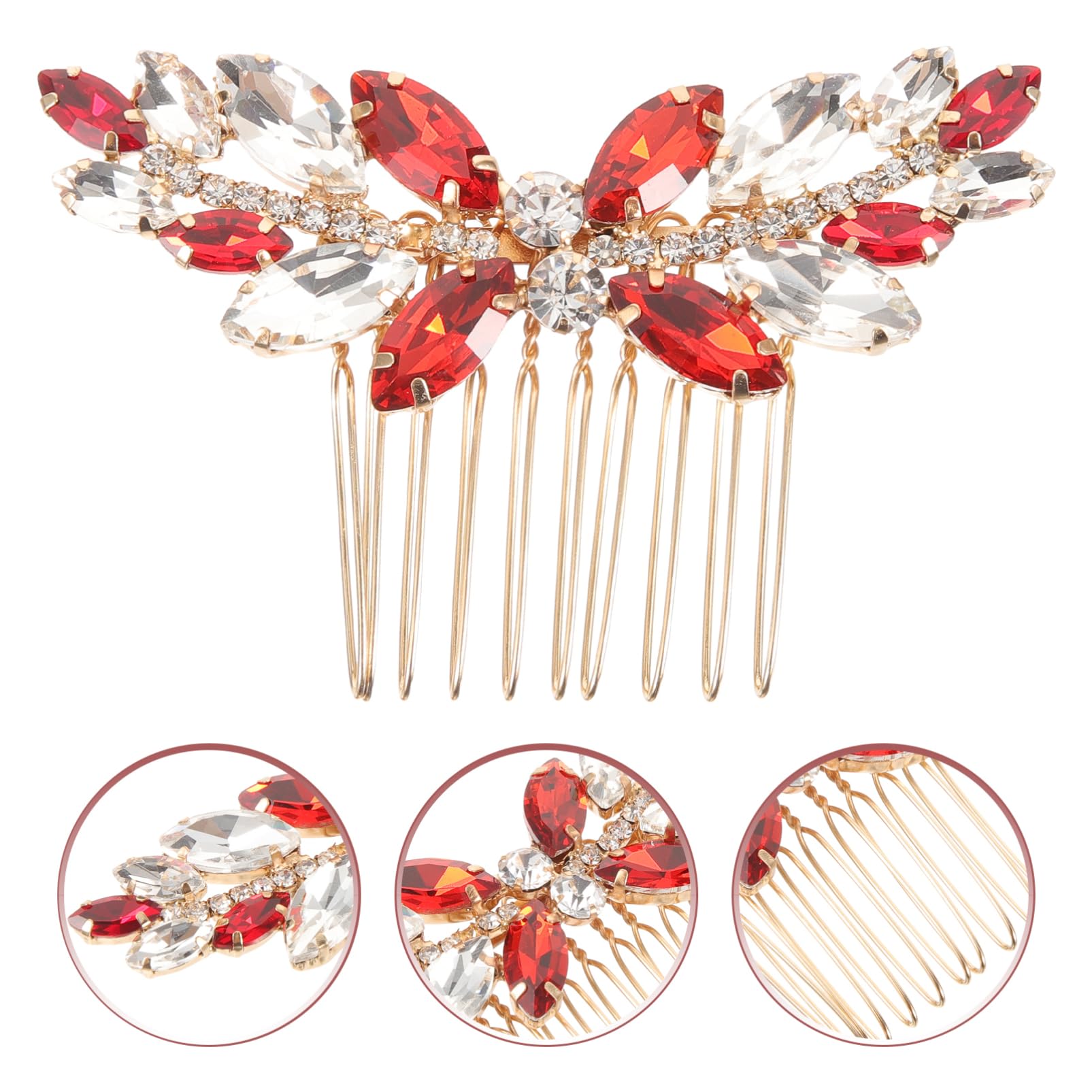 POPETPOP Red Bridal Hair Comb - Wedding Hair Clips for Women, Bride Side Combs for Special Occasions | Perfect for Weddings, Prom, Parties & Formal Events