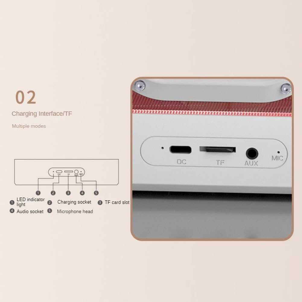 Closer Colorful LED Wireless Bluetooth Speaker - Portable Glazed Subwoofer with Rich Bass, Plug-in Desktop Speaker for Home, Office & Outdoor Use (White)