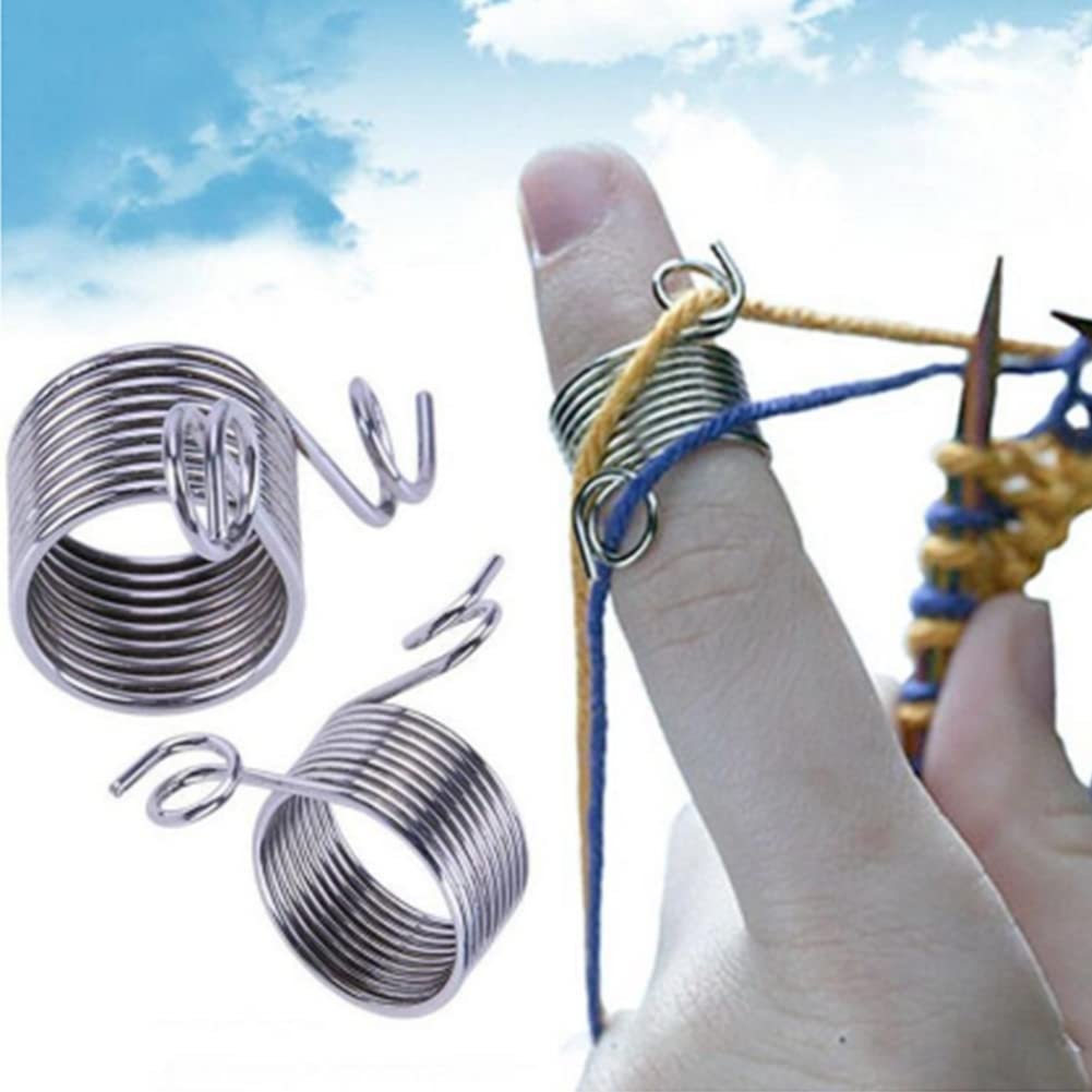 Pssopp Stainless Steel Knitting Thimble Ring - Yarn Guide & Finger Protector for Crochet, Knitting & Sewing | Durable Craft Accessory for Handmade Projects & DIY Yarn Work
