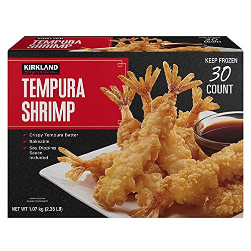 Kirkland Signature Crispy Shrimp Tempura by Gourmet Kitchen - 3 Boxes (90 Pieces Total) with Soy Dipping Sauce | Japanese Style Frozen Appetizer for Parties, Snacking & Asian Cuisine
