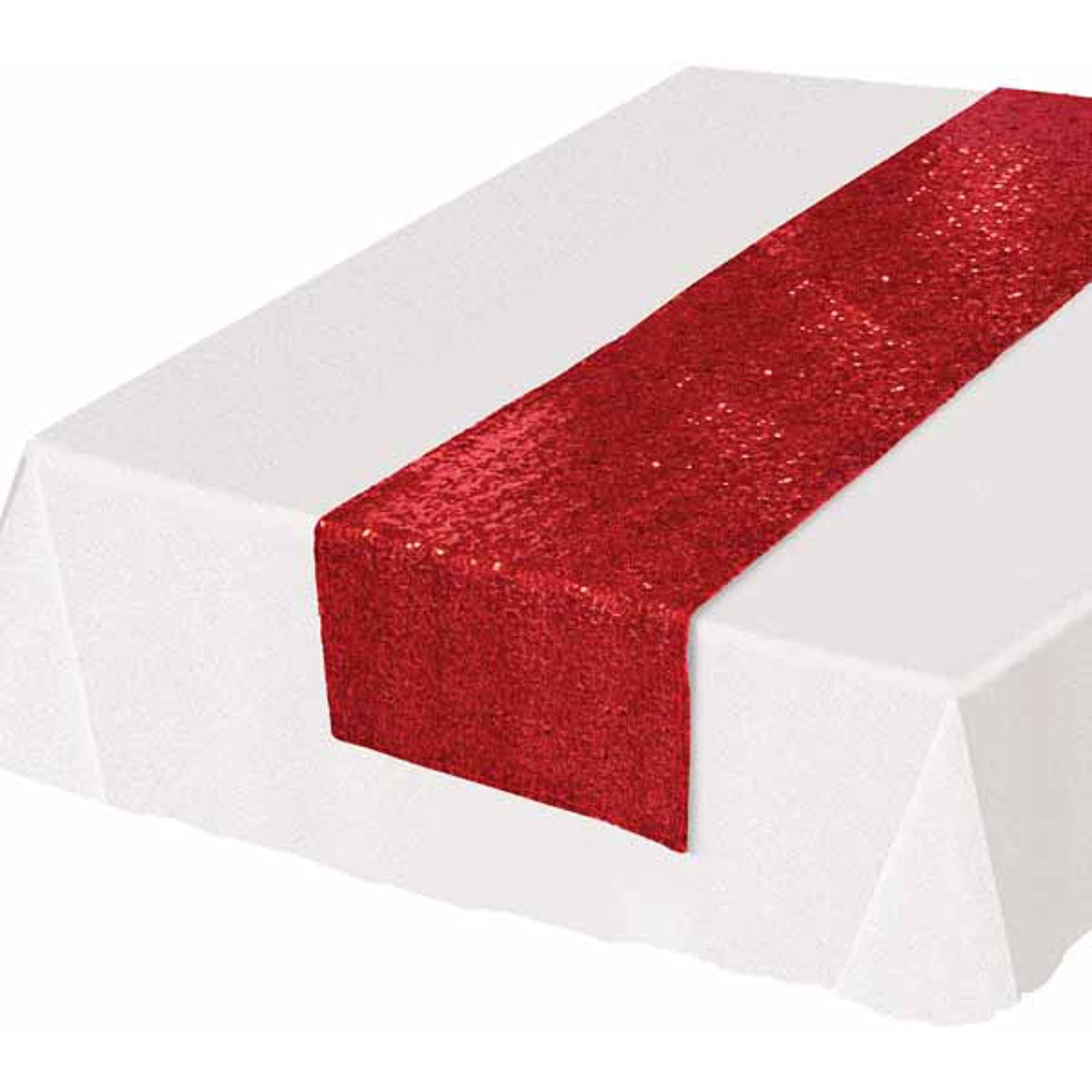 Elegant Red Sequin Table Runner - 6.3 Feet Long, Perfect for Holiday Decorations, Wedding Centerpieces & Dining Table Decor - 1 Piece per Package