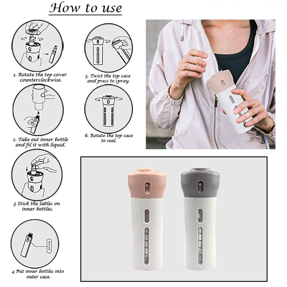 Travigo 4-in-1 Travel Dispenser Bottle Set - 4 Pack 40mL TSA Approved Leakproof Cosmetic Containers for Shampoo, Lotion & Skincare (Pink Plastic) - Perfect for Air Travel, Gym & Vacation Toiletries