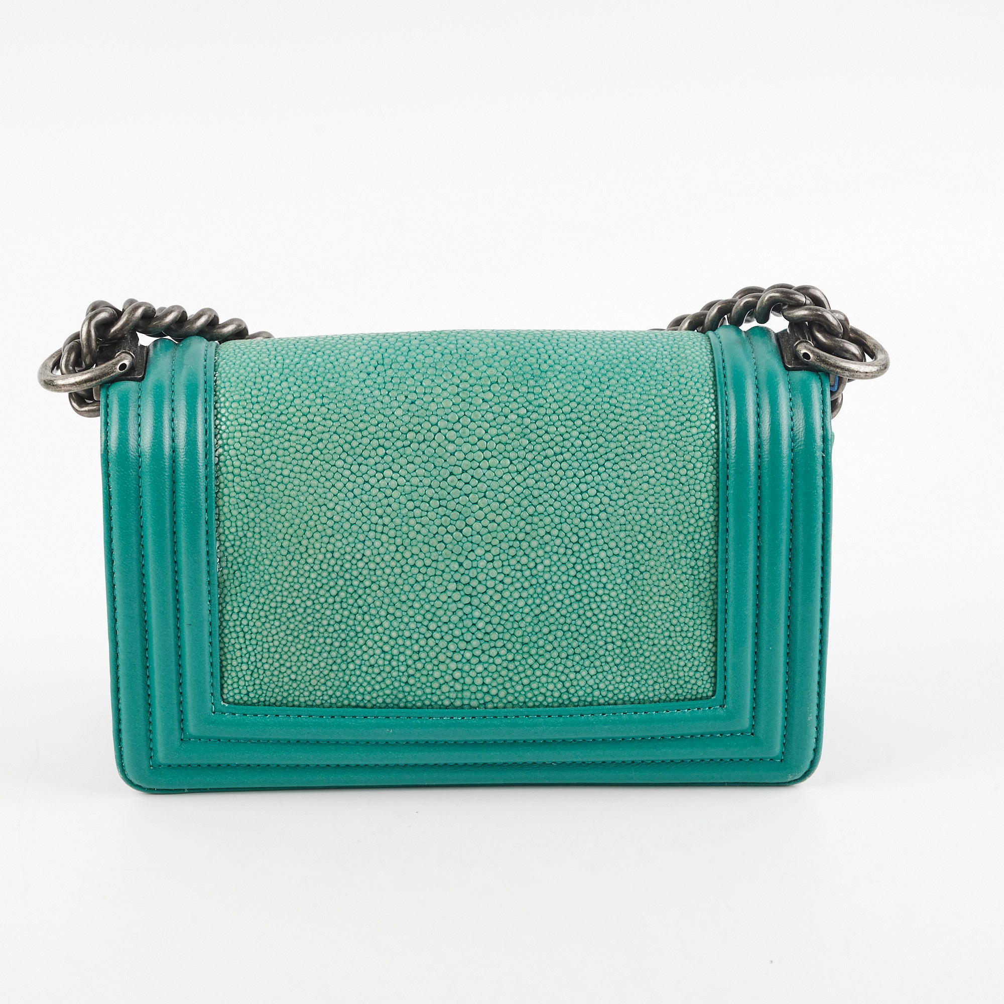 Chanel Small Turquoise Stingray Boy Bag - Luxury Crossbody Handbag for Women | Perfect for Evening Parties, Date Nights & Special Occasions
