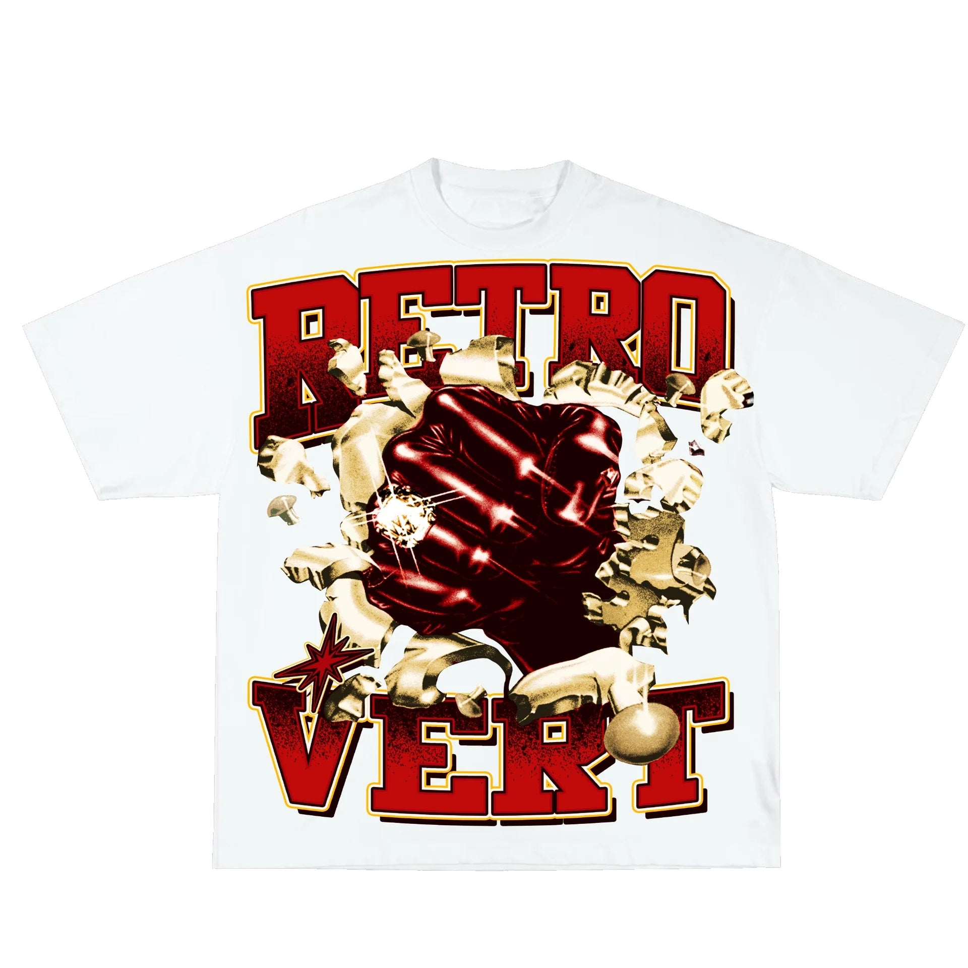 Retrovert Iron Fist White T-Shirt - Vintage Graphic Tee for Men - Casual Streetwear & Gym Workout Shirt - Perfect for Urban Fashion & Martial Arts Fans