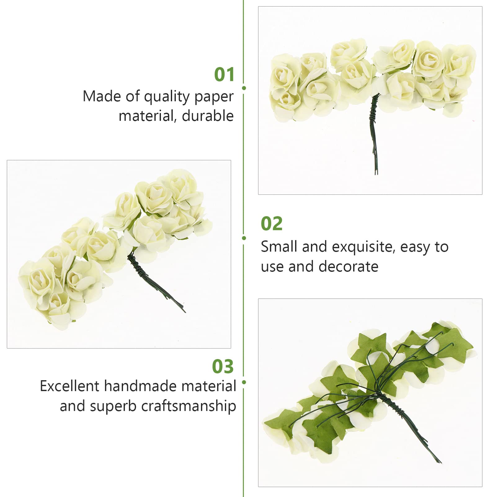Healifty 144 Pcs Mini Paper Rose Flowers - Artificial Paper Roses for Wedding Decor, Bridal Shower, Baby Shower & Party Decorations - DIY Floral Arrangements, Table Centerpieces & Home Decoration