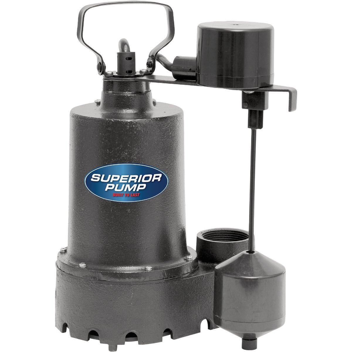 Superior Pump 92541 1/2 HP Cast Iron Sump Pump with Vertical Switch - Heavy Duty Water Removal for Basements, Crawl Spaces & Flood Prevention