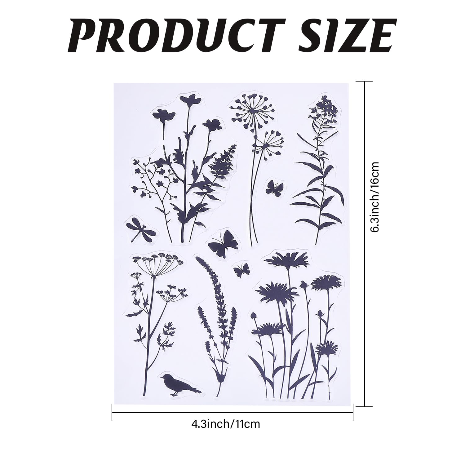 GLOBLELAND Transparent Silicone Stamps Set - Floral Plant Silhouette Design with Daisy, Lavender & Wildflowers for Scrapbooking, Journaling, Card Making & DIY Crafts | Perfect for Memory Books, Greeting Cards & Art Projects